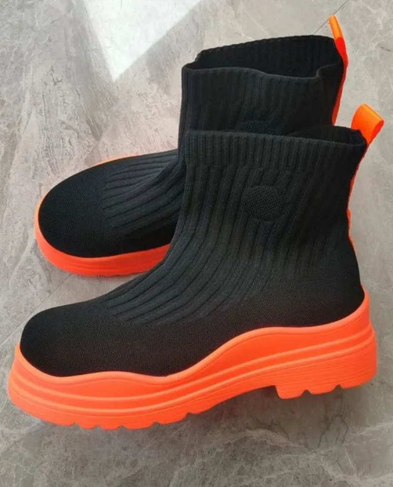 2022 Autunno Inverno Nuovo Paio di Calzini e Calzettoni Scarpe Da Donna Con La Suola Spessa Casual di Grandi Dimensioni Netto Ro