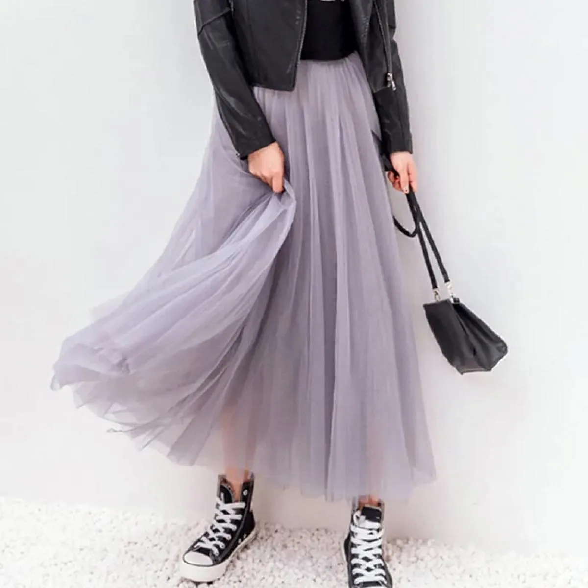 2022 Autunno Inverno Vintage Pannello Esterno di Tulle Delle Donne Elastico A Vita Alta Maglia Gonne Lunghe Gonna Tutu A Pieghe