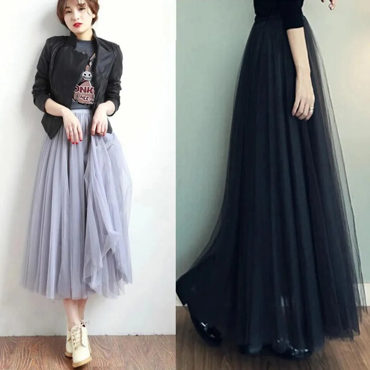 2022 Autunno Inverno Vintage Pannello Esterno di Tulle Delle Donne Elastico A Vita Alta Maglia Gonne Lunghe Gonna Tutu A Pieghe