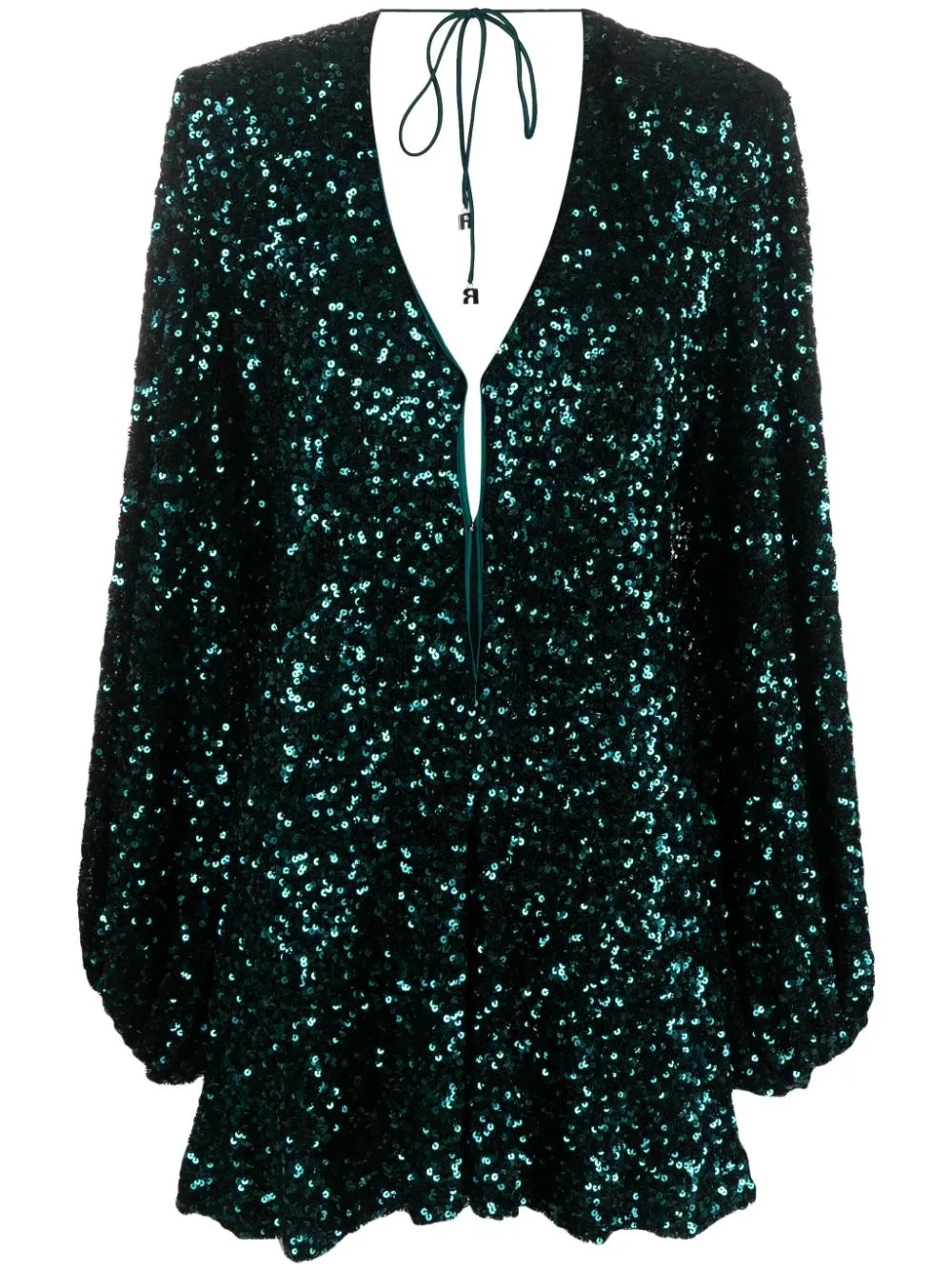 Abito corto con paillettes in verde - donna