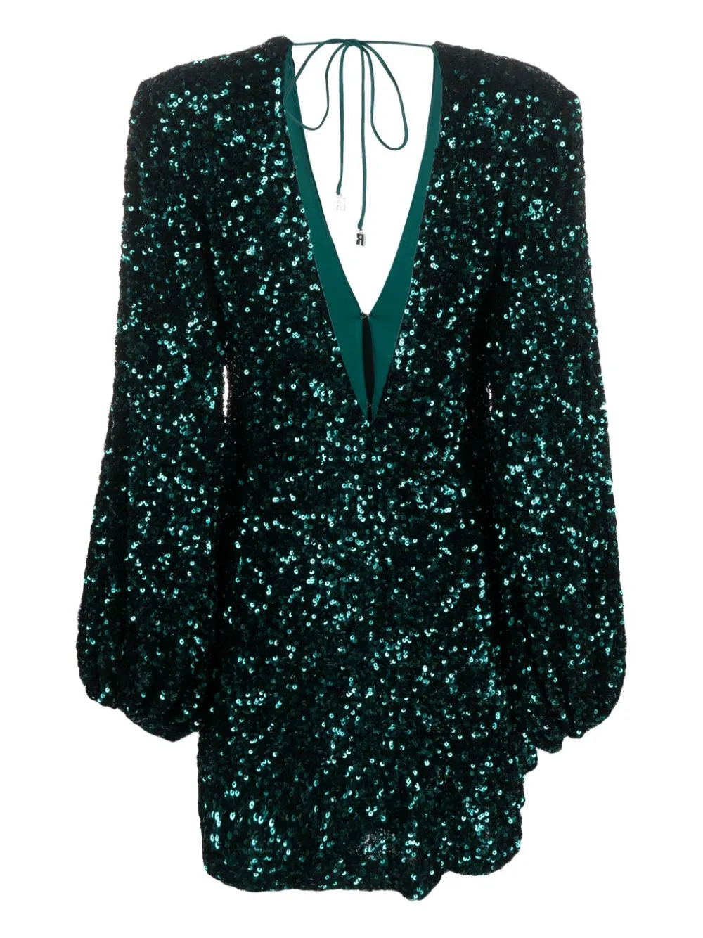 Abito corto con paillettes in verde - donna