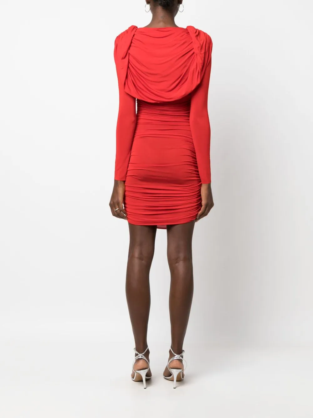 Abito corto con ruches in rosso - donna