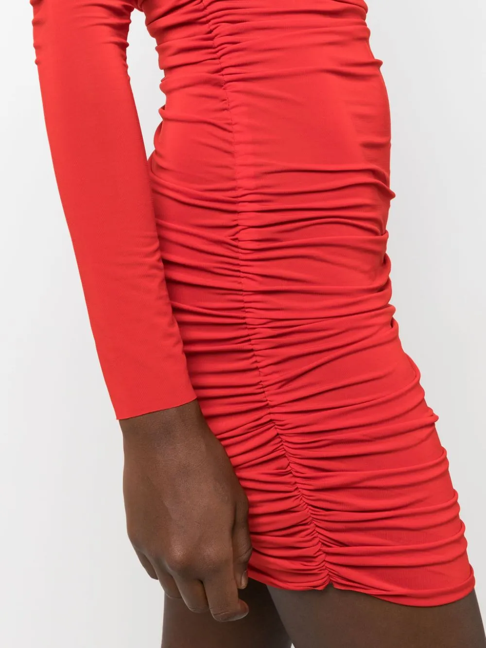 Abito corto con ruches in rosso - donna