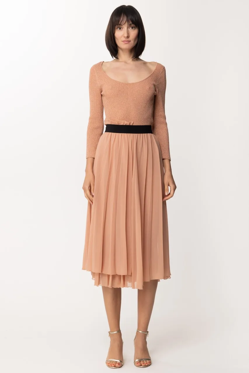 Abito in maglia con gonna plissè Light henna lurex