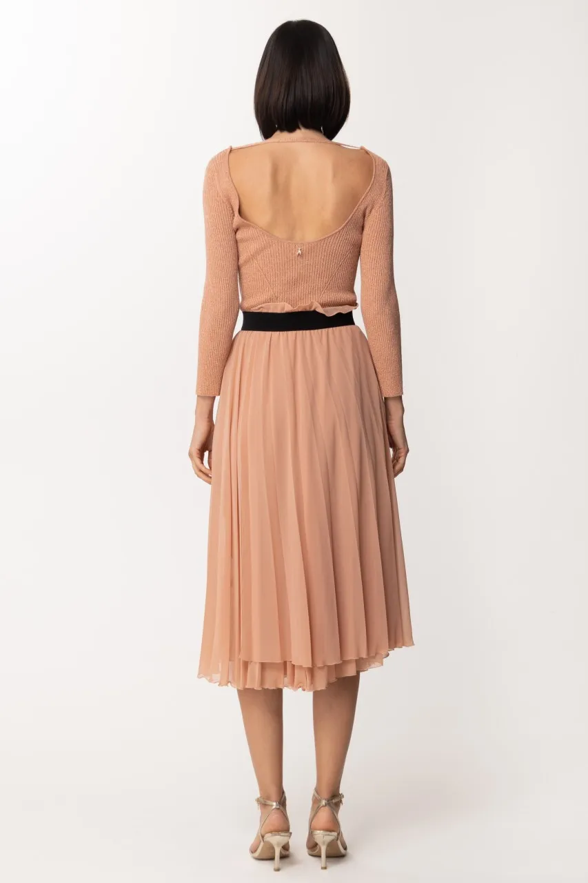 Abito in maglia con gonna plissè Light henna lurex