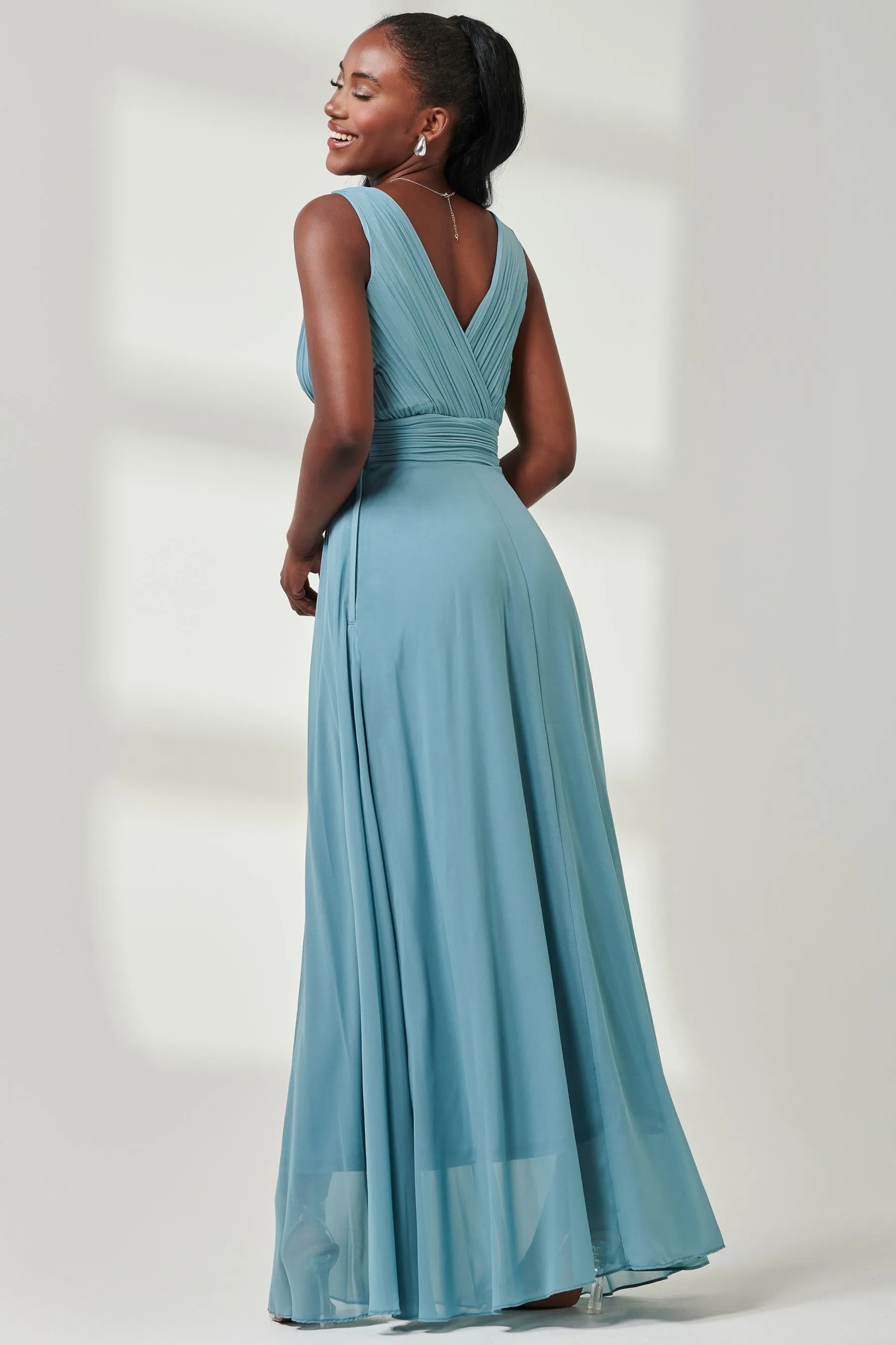 Abito maxi in chiffon con corpino Jolie Moi A pieghe