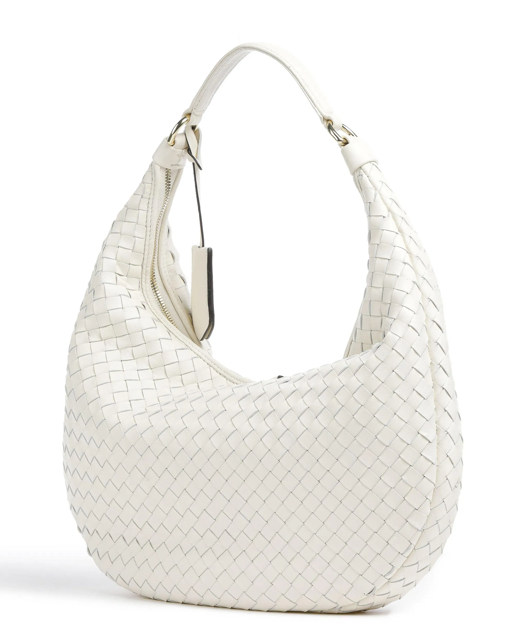  Abro Piuma Nana Borsa hobo cuoio di agnello avorio  