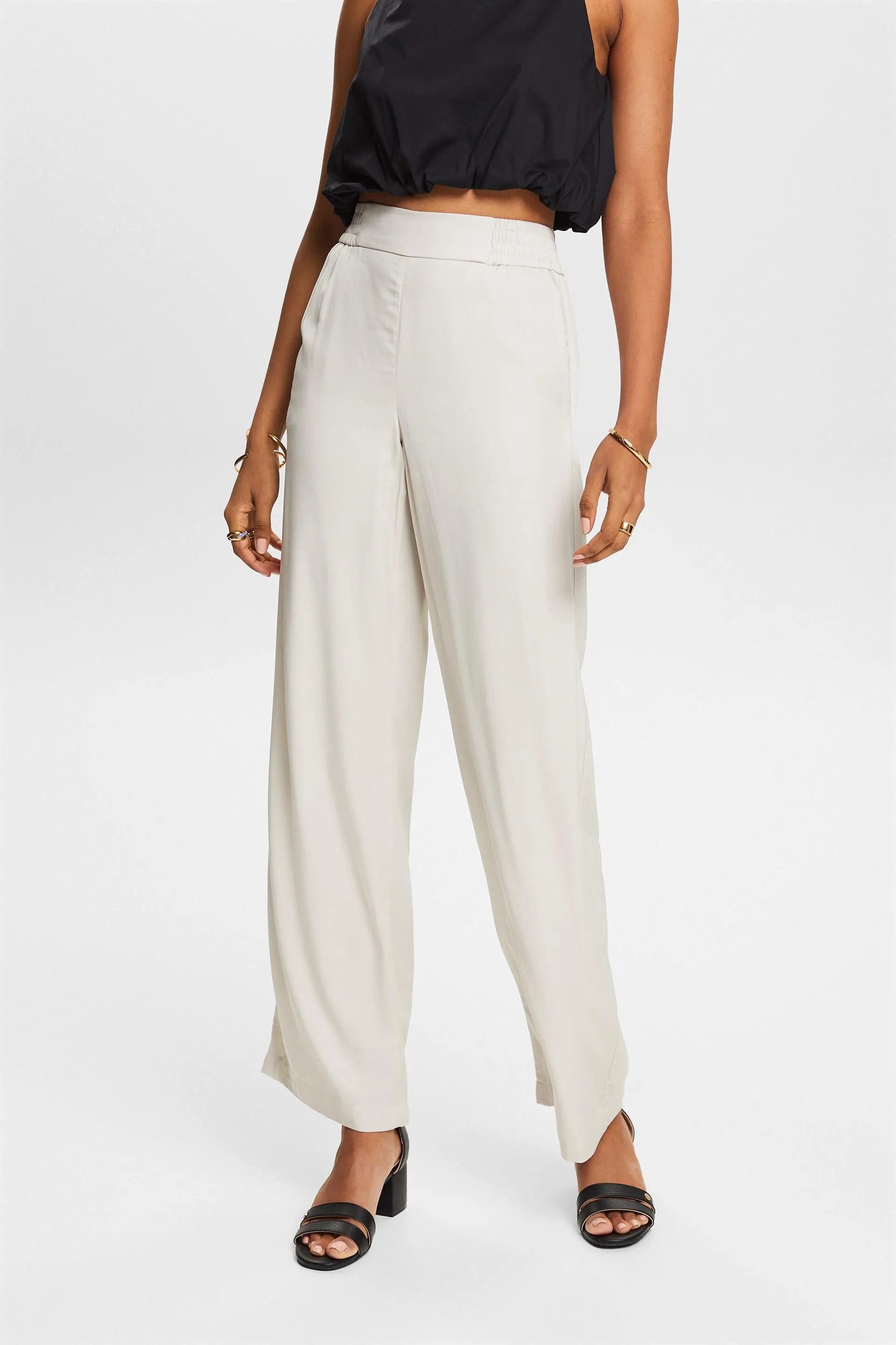 Ampi pantaloni da infilare in twill