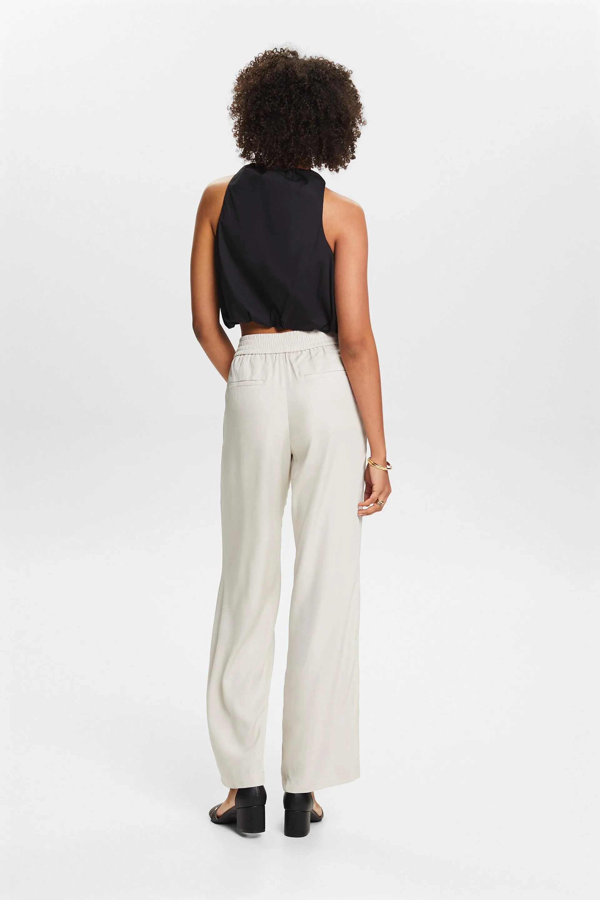 Ampi pantaloni da infilare in twill