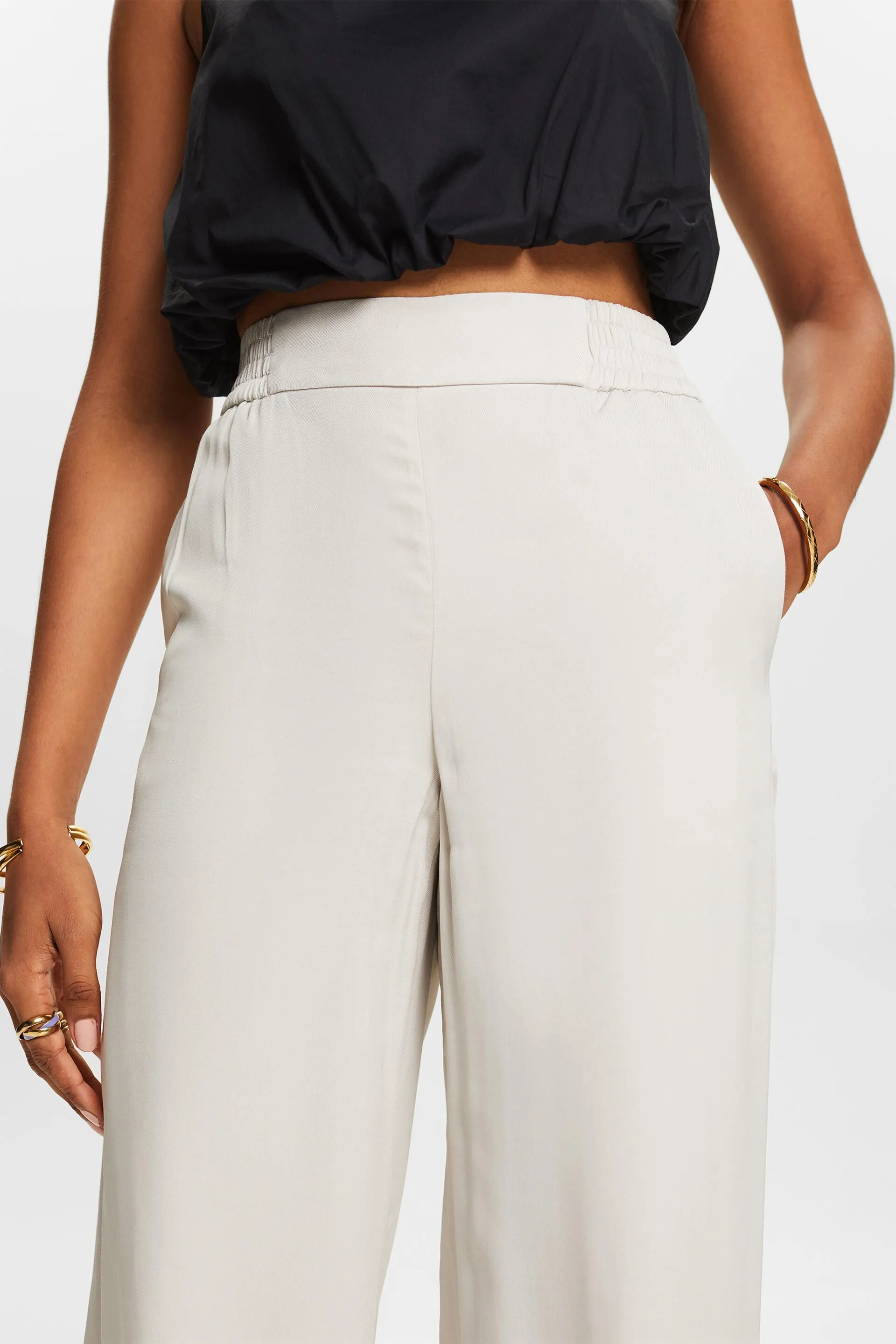 Ampi pantaloni da infilare in twill