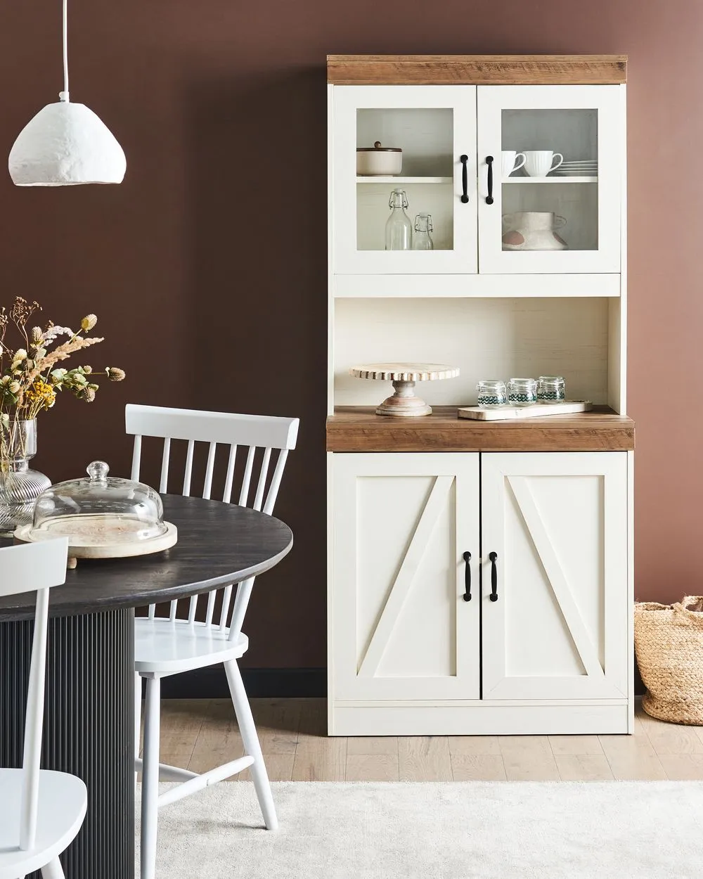 Armadio con ante in vetro KALBARRI 80 cm Marrone/ Bianco