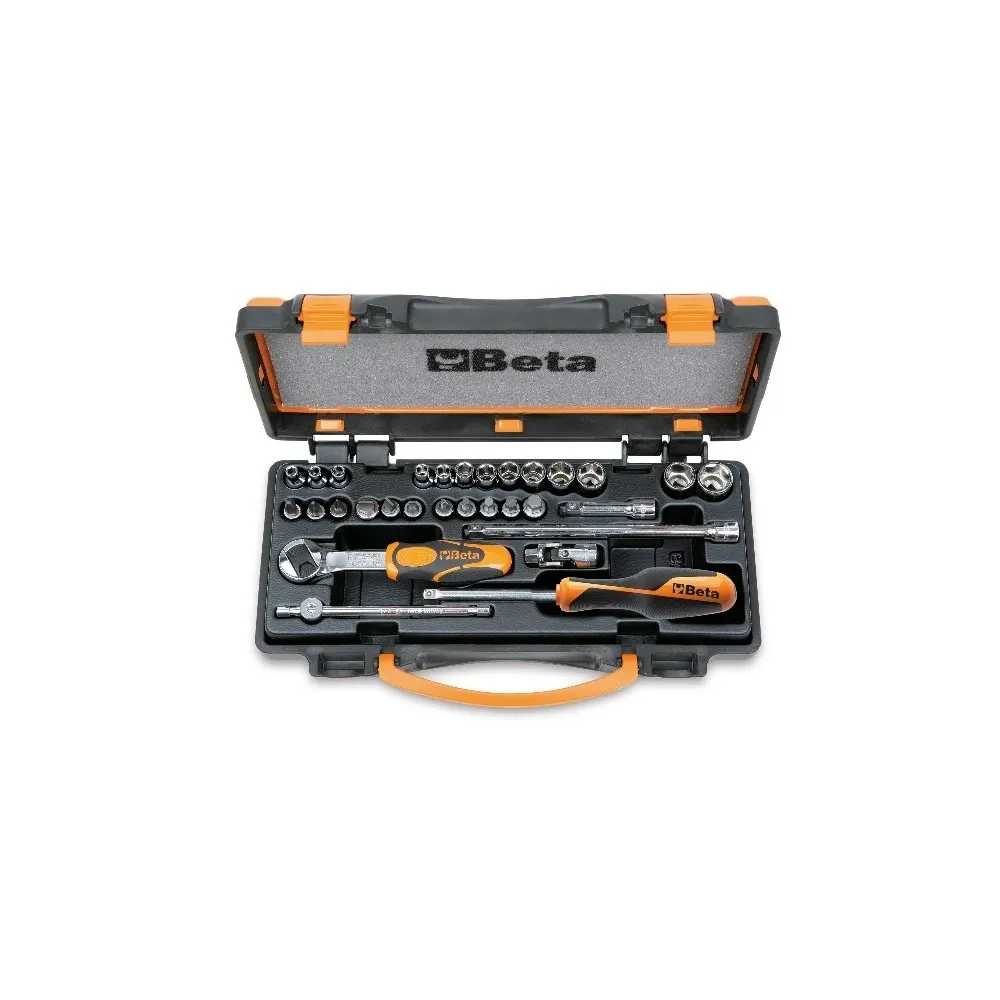 Assortimento di 13 chiavi a bussola esagonali, 11 a giravite e 6 accessori in cassetta di lamiera - Beta 900/C24