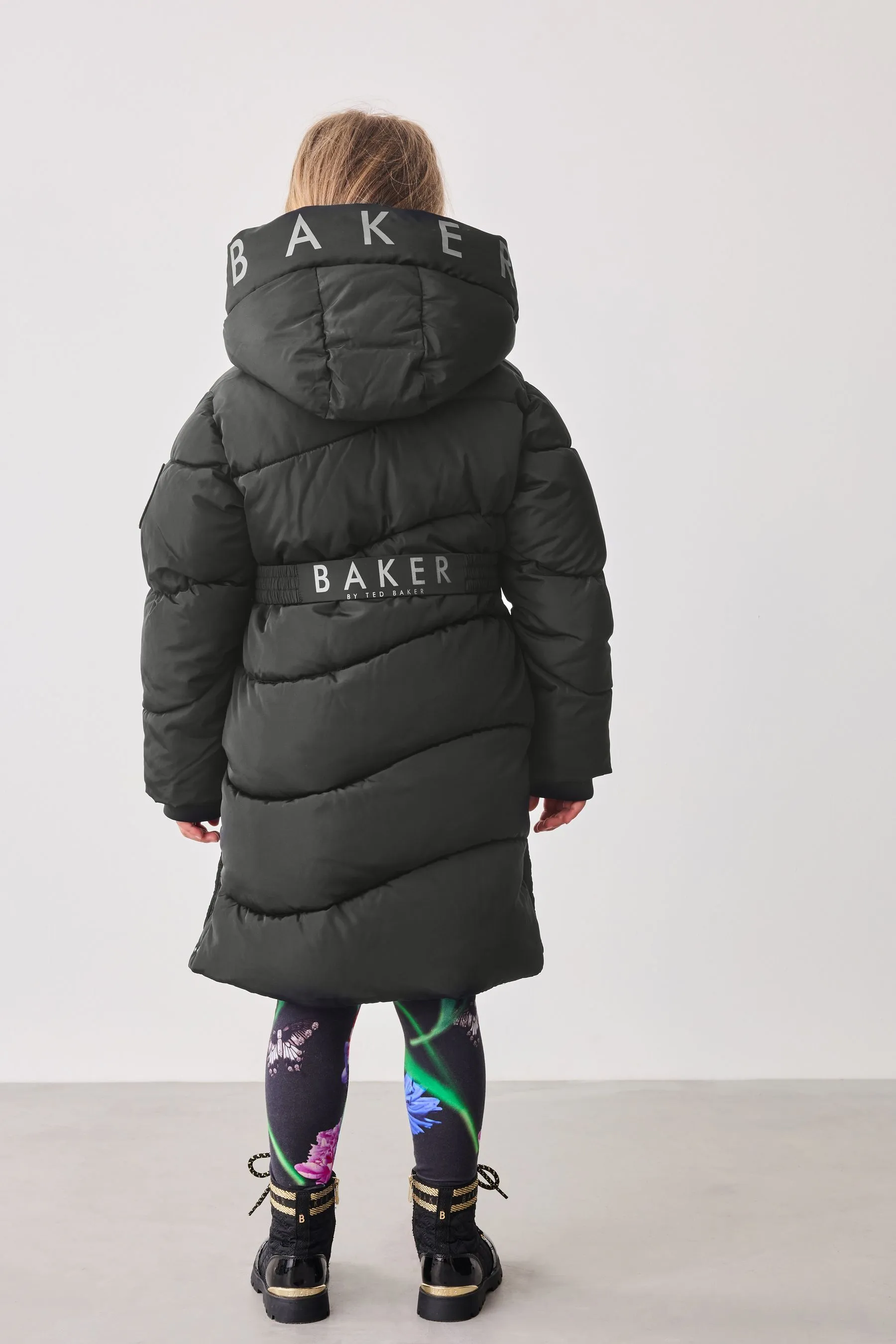 Baker by Ted Baker Shower Resistant Wrap Hood Belted Padded Coat    