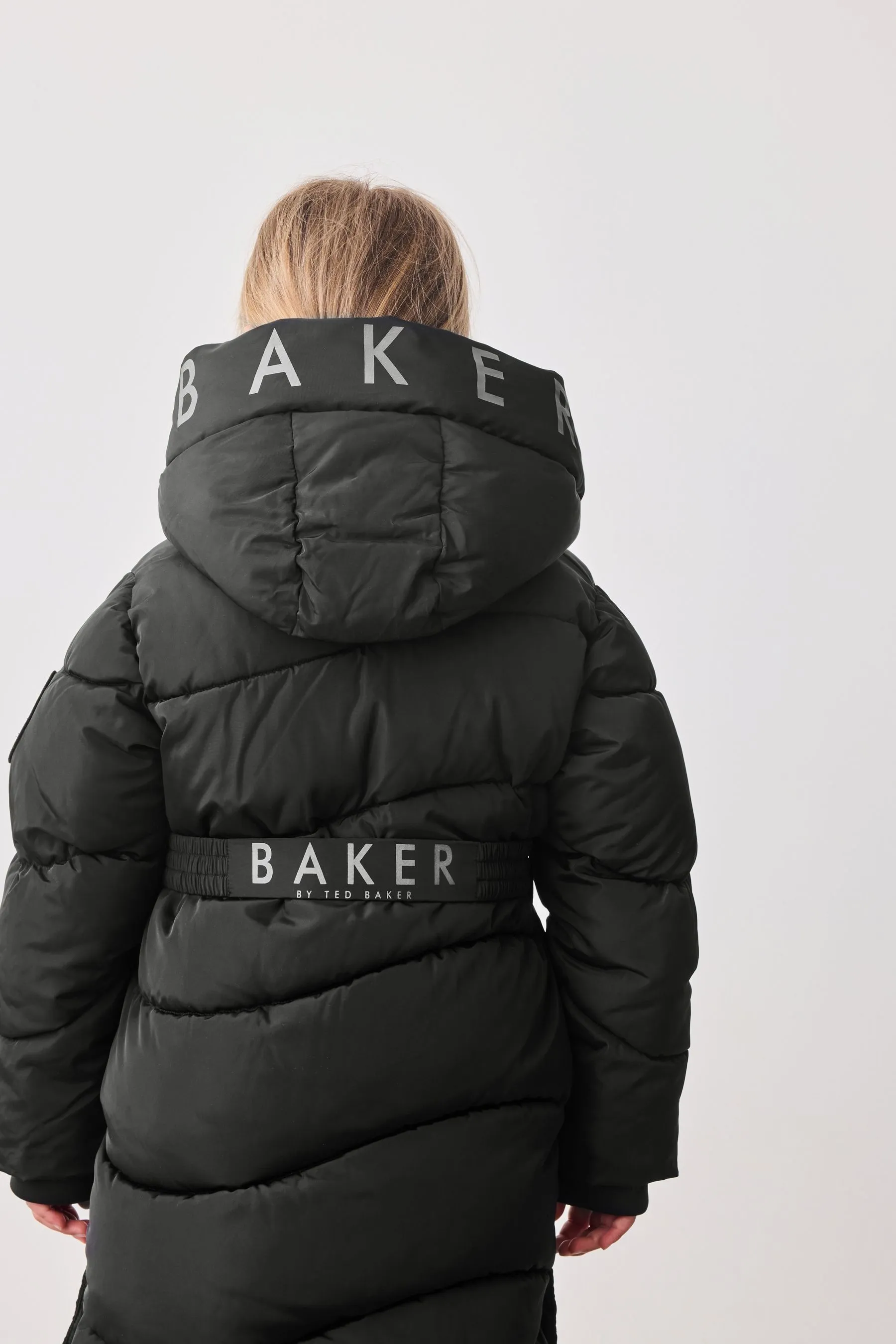 Baker by Ted Baker Shower Resistant Wrap Hood Belted Padded Coat    