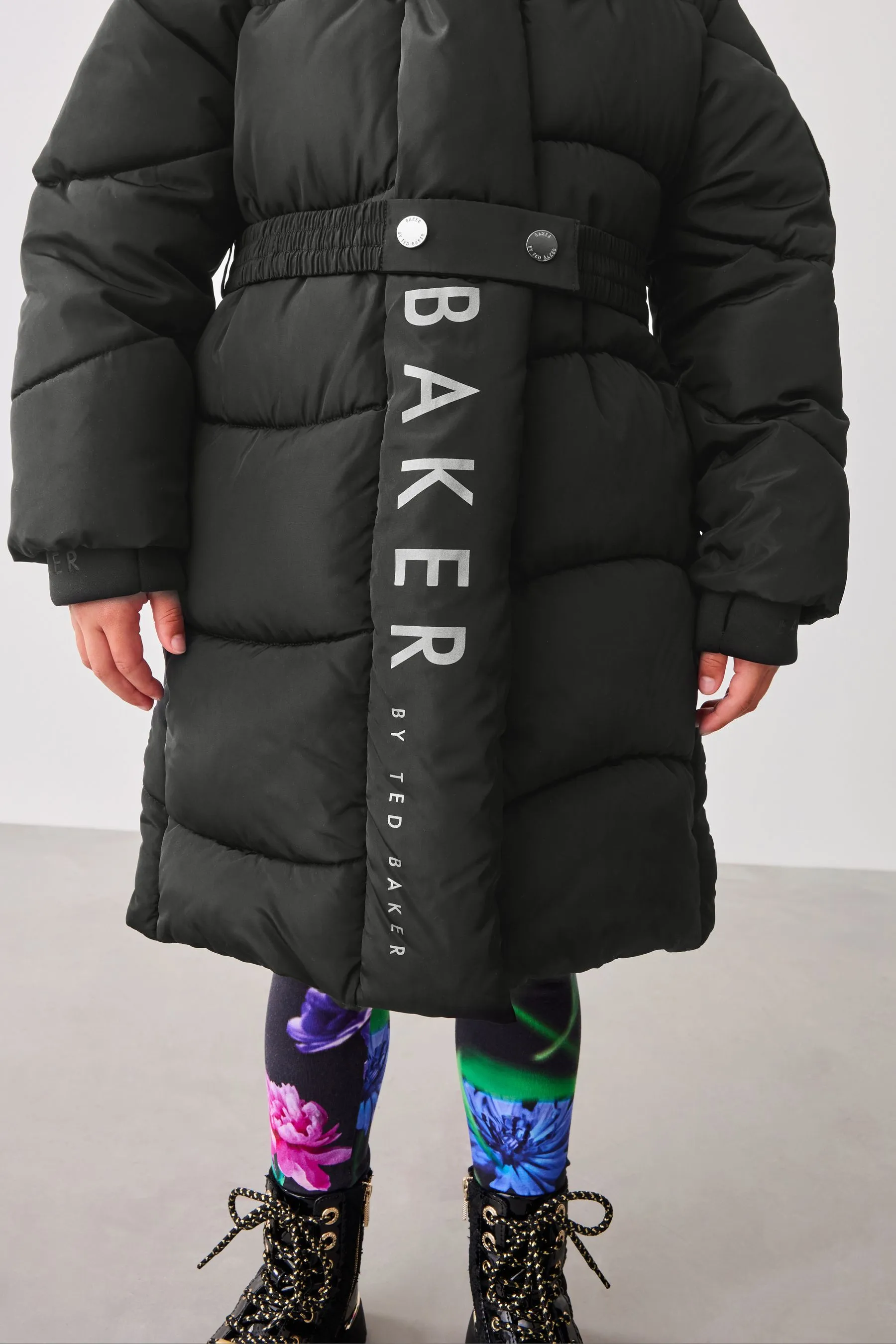 Baker by Ted Baker Shower Resistant Wrap Hood Belted Padded Coat    