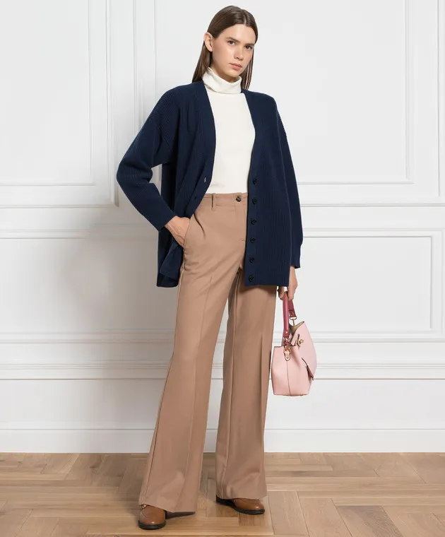 Ballantyne Pantaloni a zampa di lana marrone BLT153UWUNI