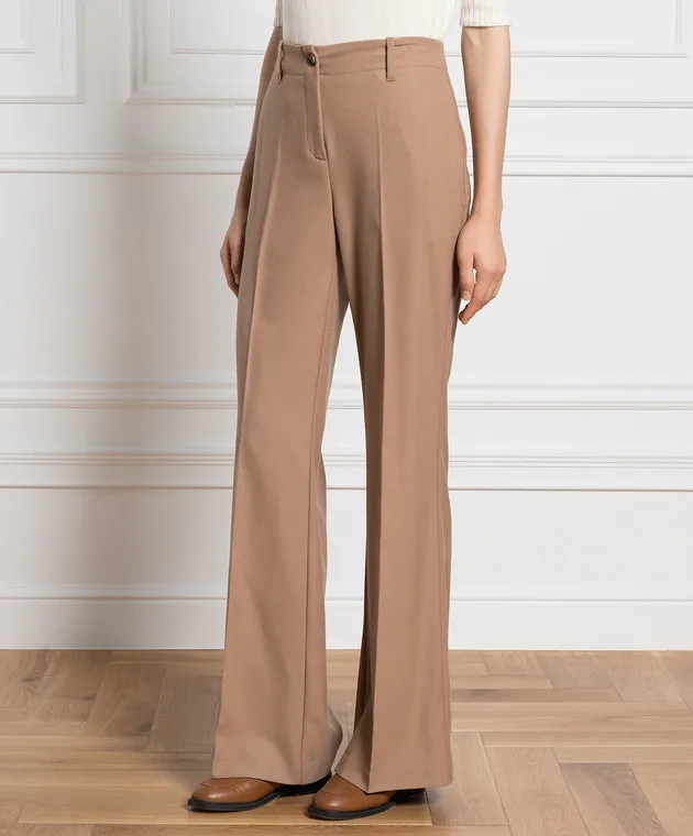 Ballantyne Pantaloni a zampa di lana marrone BLT153UWUNI