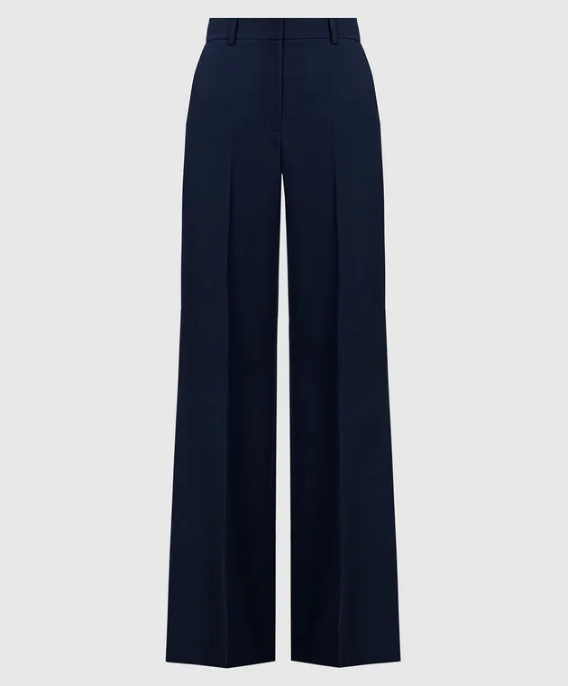 Balmain Pantaloni a zampa di lana blu BF1PO105WC09