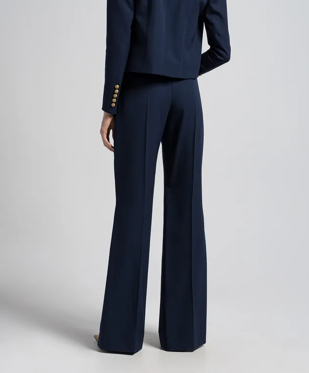 Balmain Pantaloni a zampa di lana blu BF1PO105WC09