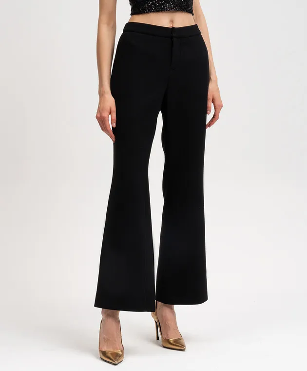 Balmain Pantaloni a zampa di lana nera CF0PP250WB86