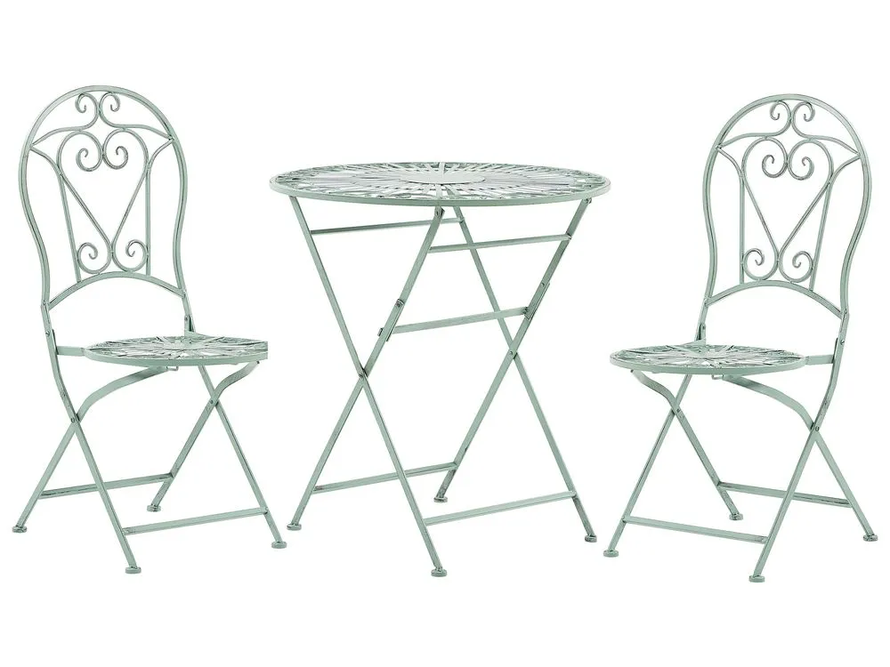 Bistro Set Folding TRENTO Metal Light Green