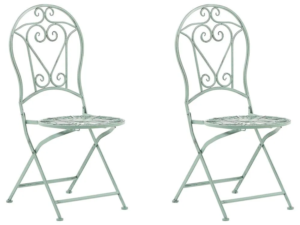 Bistro Set Folding TRENTO Metal Light Green