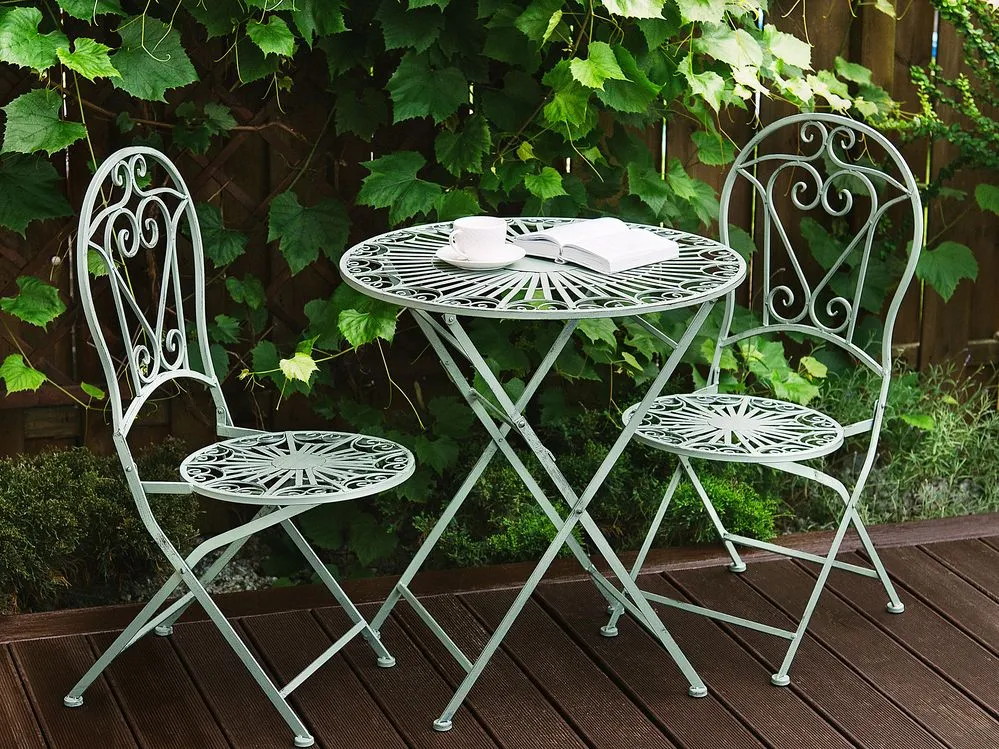 Bistro Set Folding TRENTO Metal Light Green
