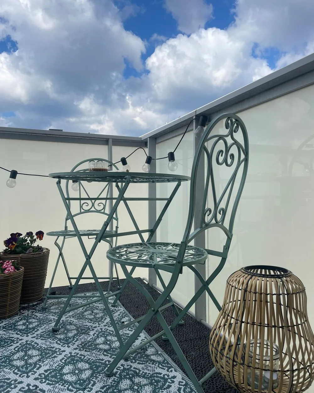 Bistro Set Folding TRENTO Metal Light Green