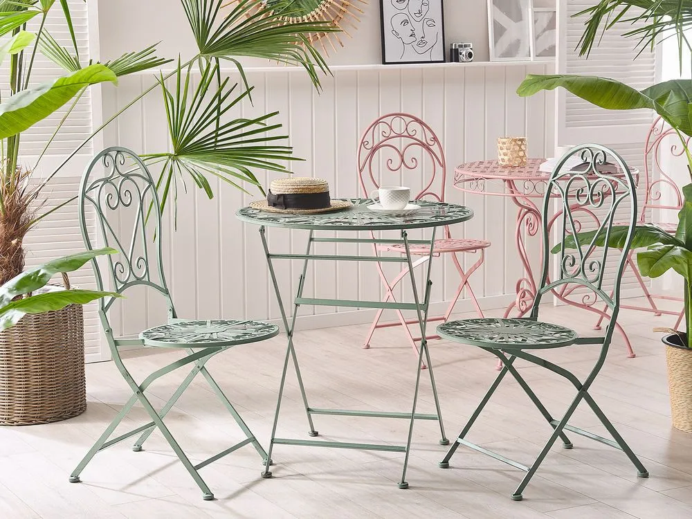 Bistro Set Folding TRENTO Metal Light Green