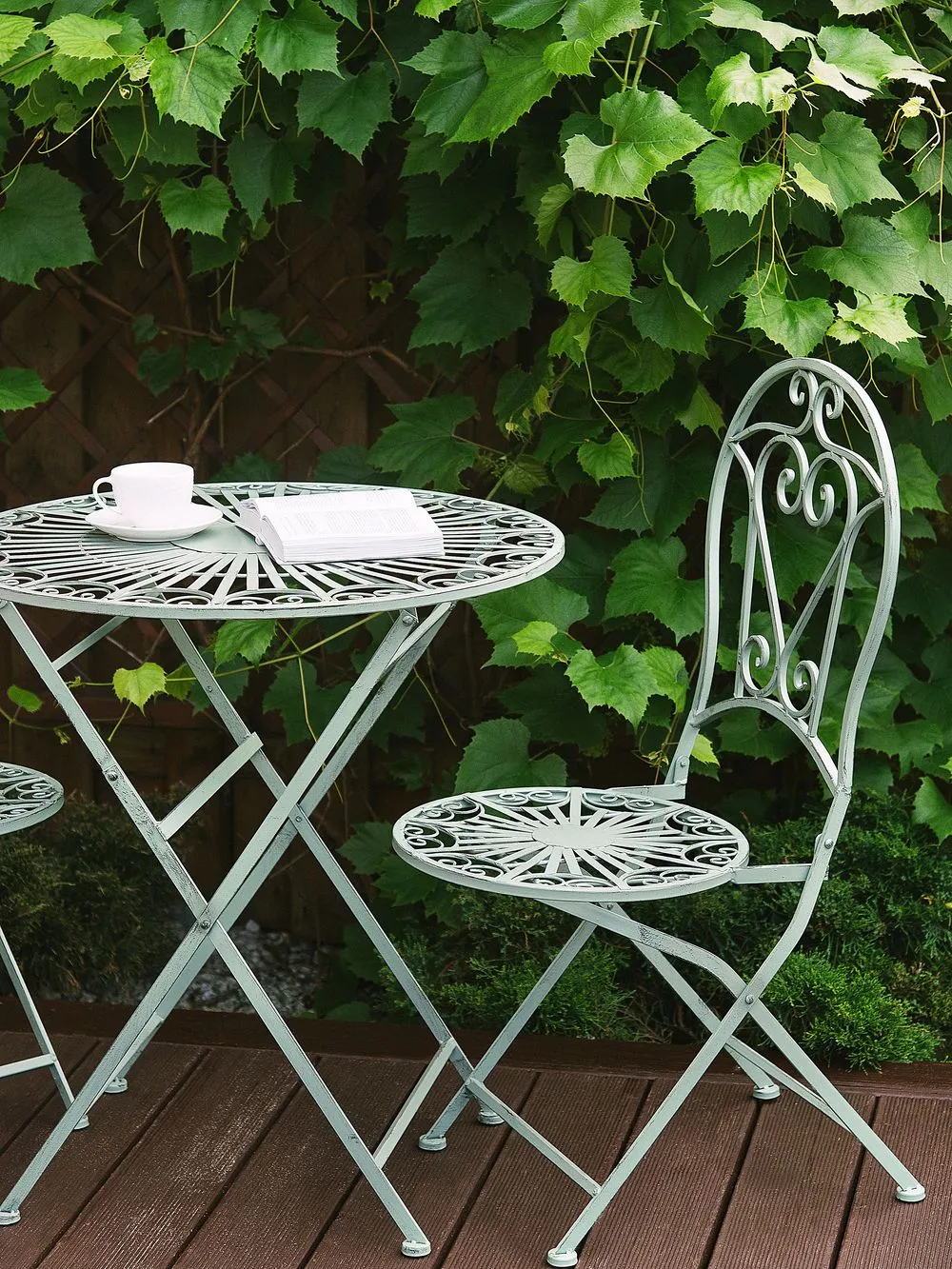 Bistro Set Folding TRENTO Metal Light Green