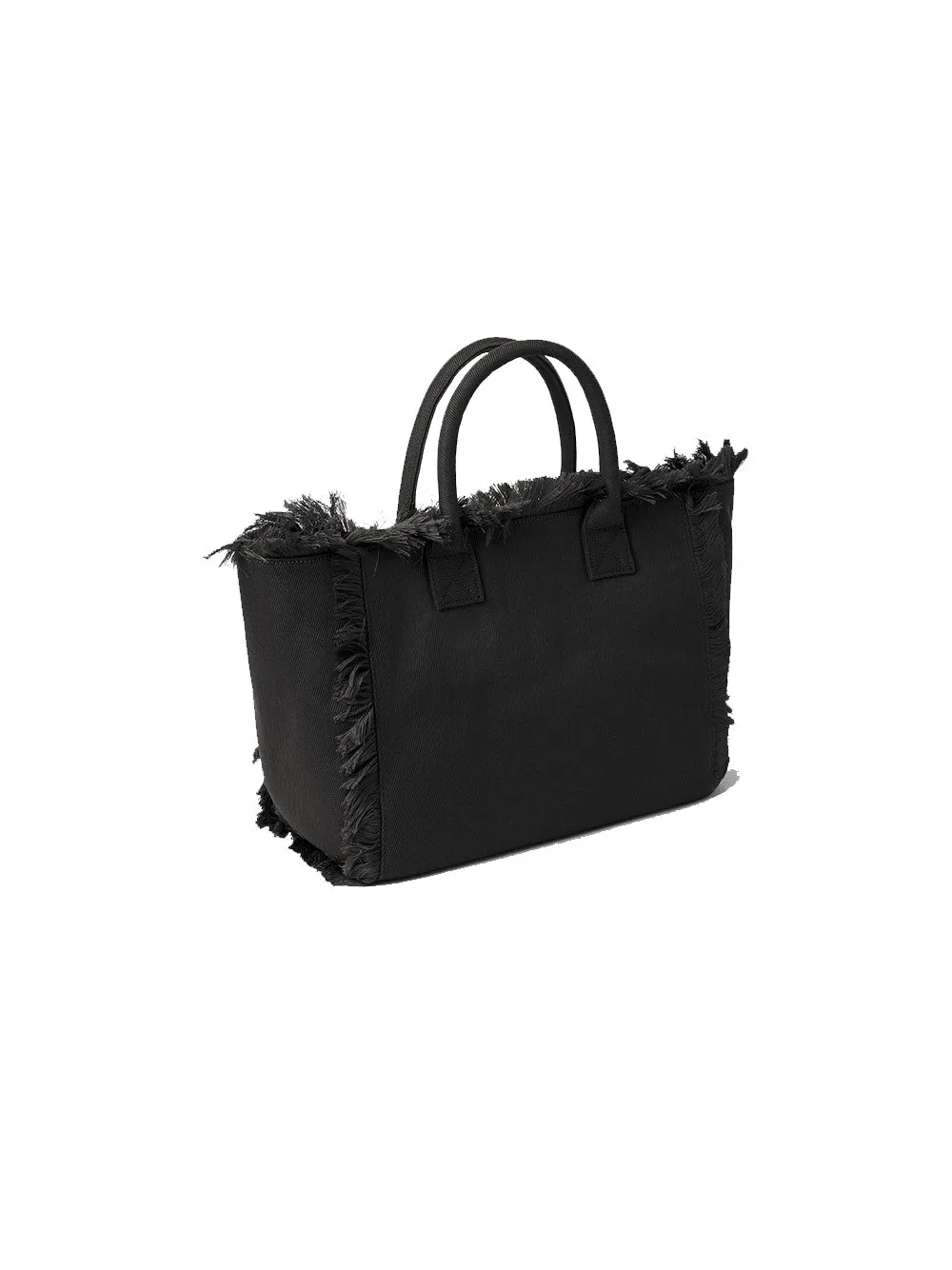 Borsa In Canvas Grande Con Stampa - Nero