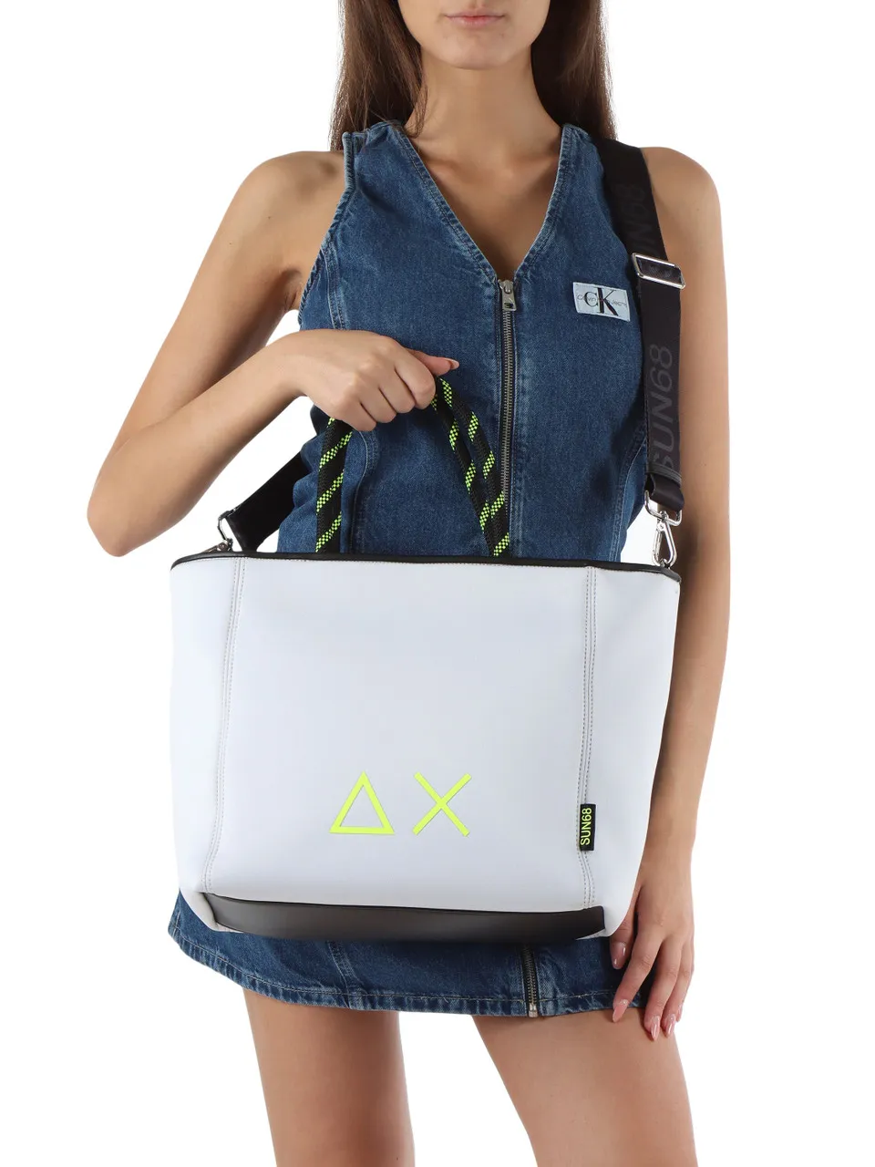 Borsa in neoprene grande con stampa logo
