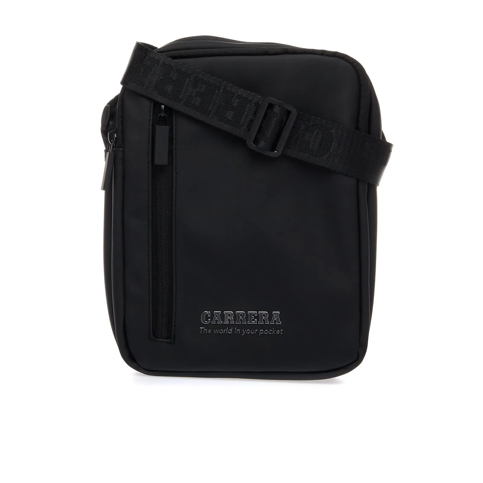 Borsello da uomo nero con tracolla e zip