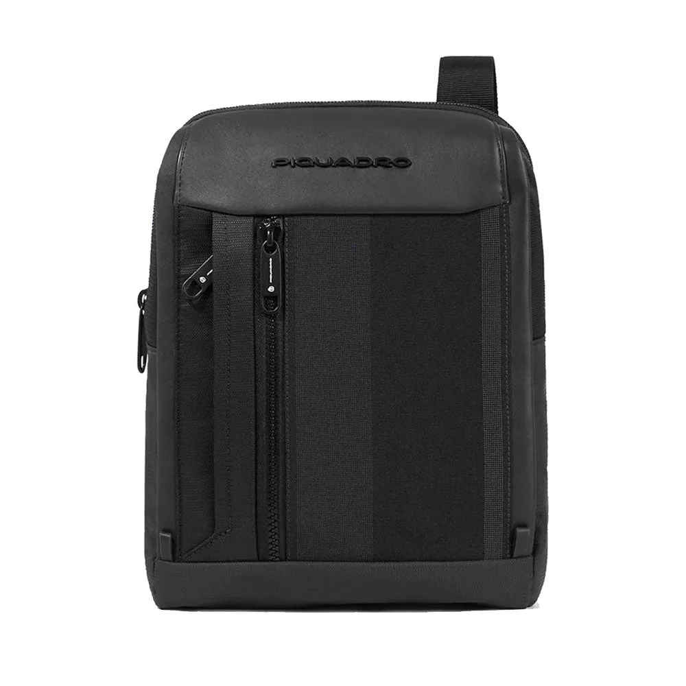Borsello Uomo PIQUADRO porta iPad in Tessuto e Pelle Nero CA1816S131