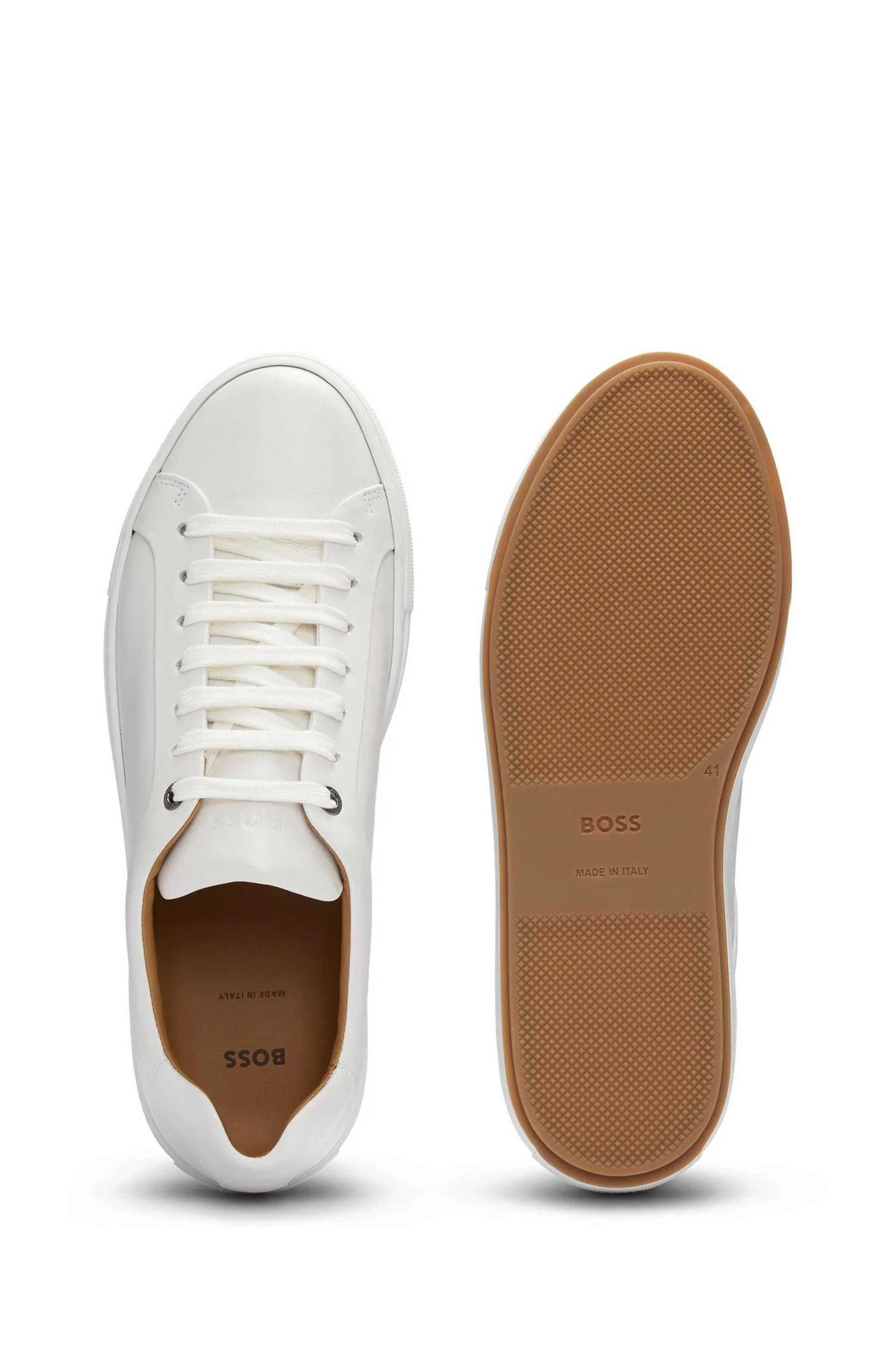 BOSS - Scarpe da ginnastica in pelle con logo e suola sagomata