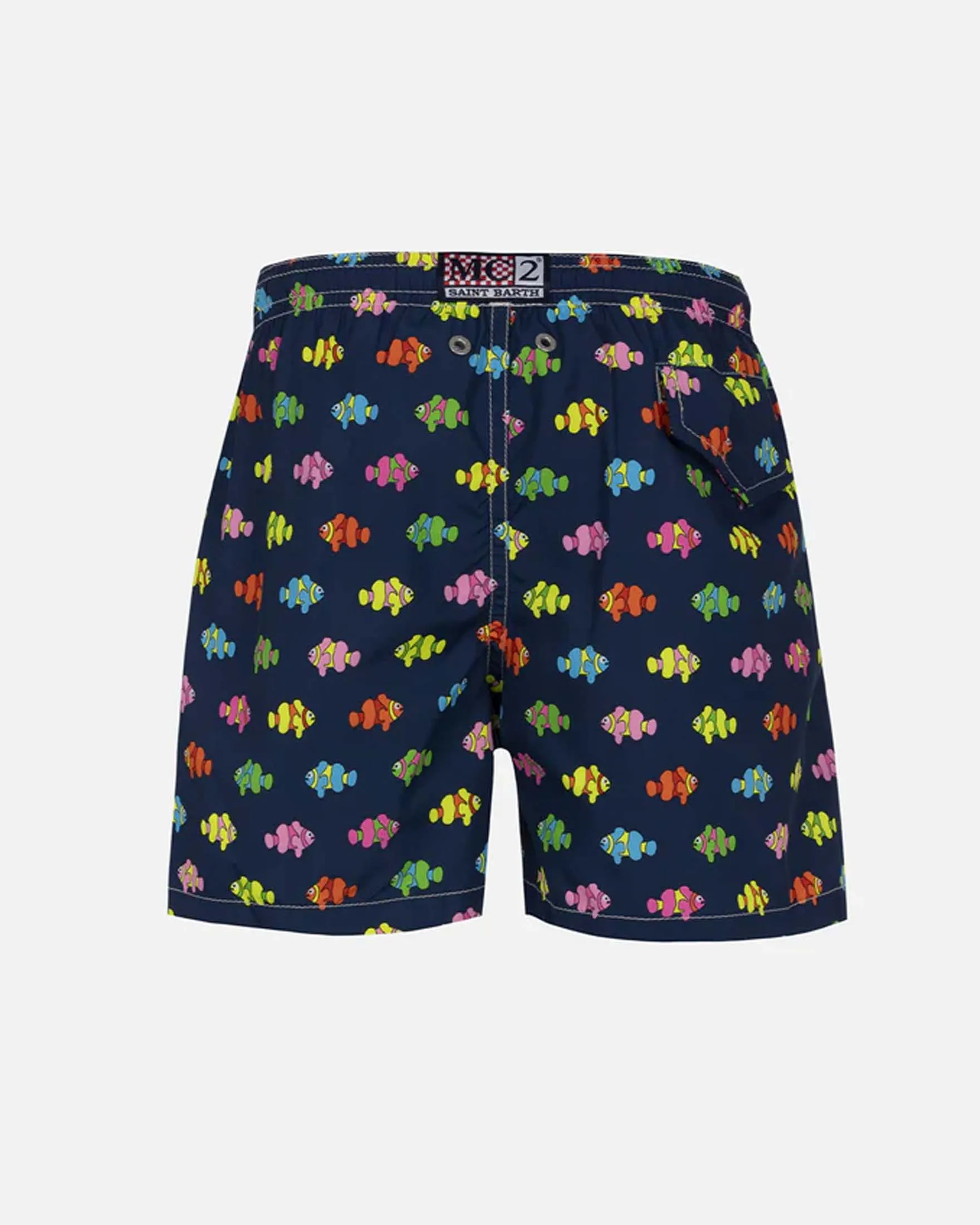 Boxer mare blu con stampa pesci multicolor 2-10 anni