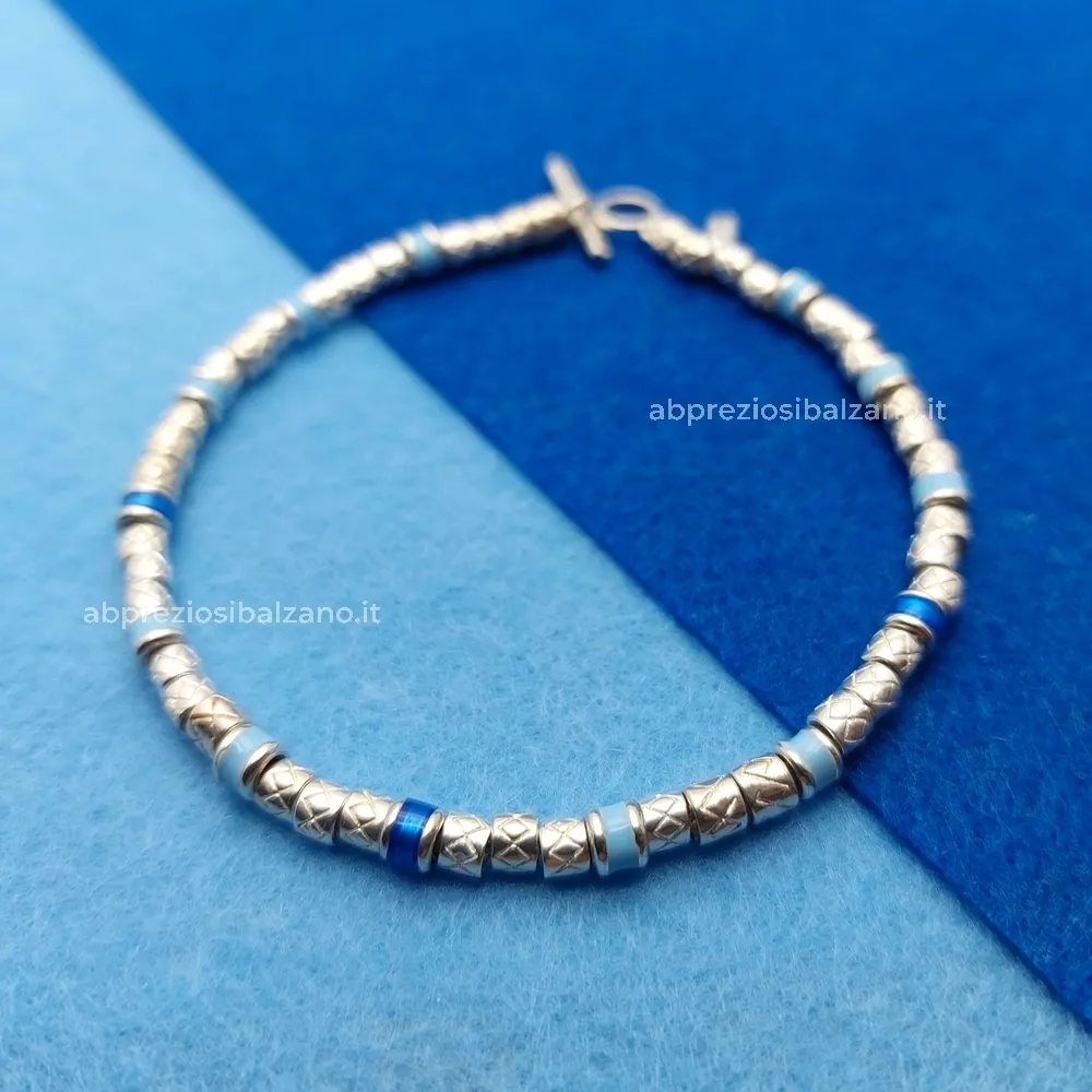 Bracciale NAPOLI CALCIO con Conchiglie Azzurro Blu in Argento Dodo Mariani