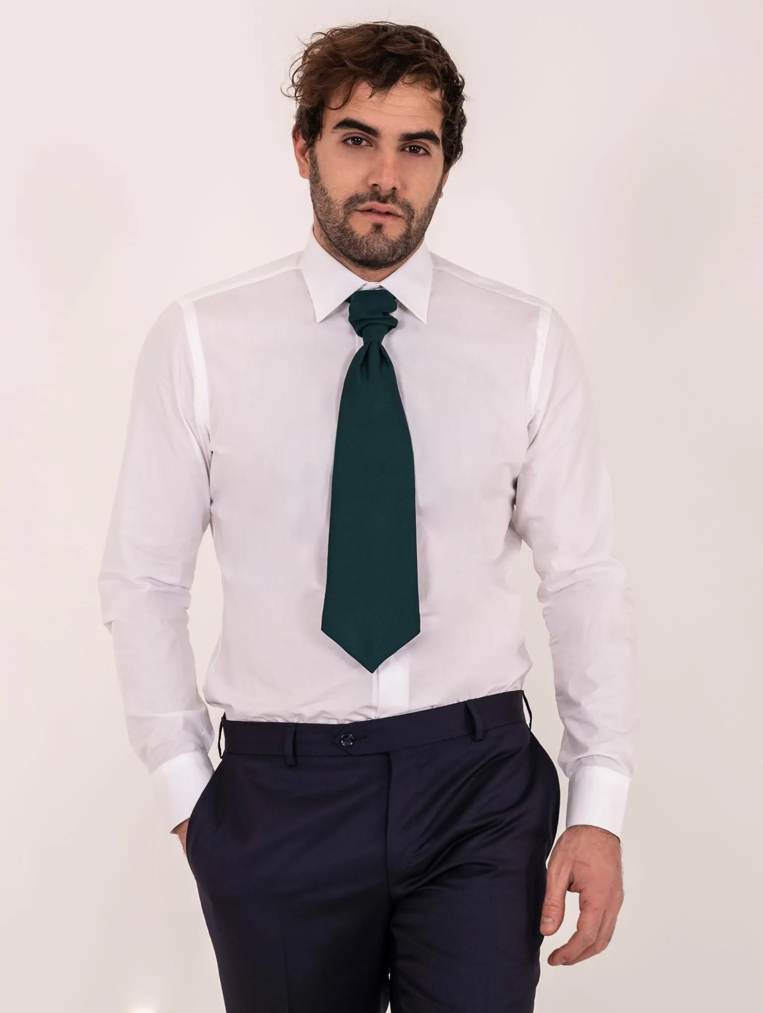 Camicia Borriello Napoli in Cotone Collo Italiano Bianco