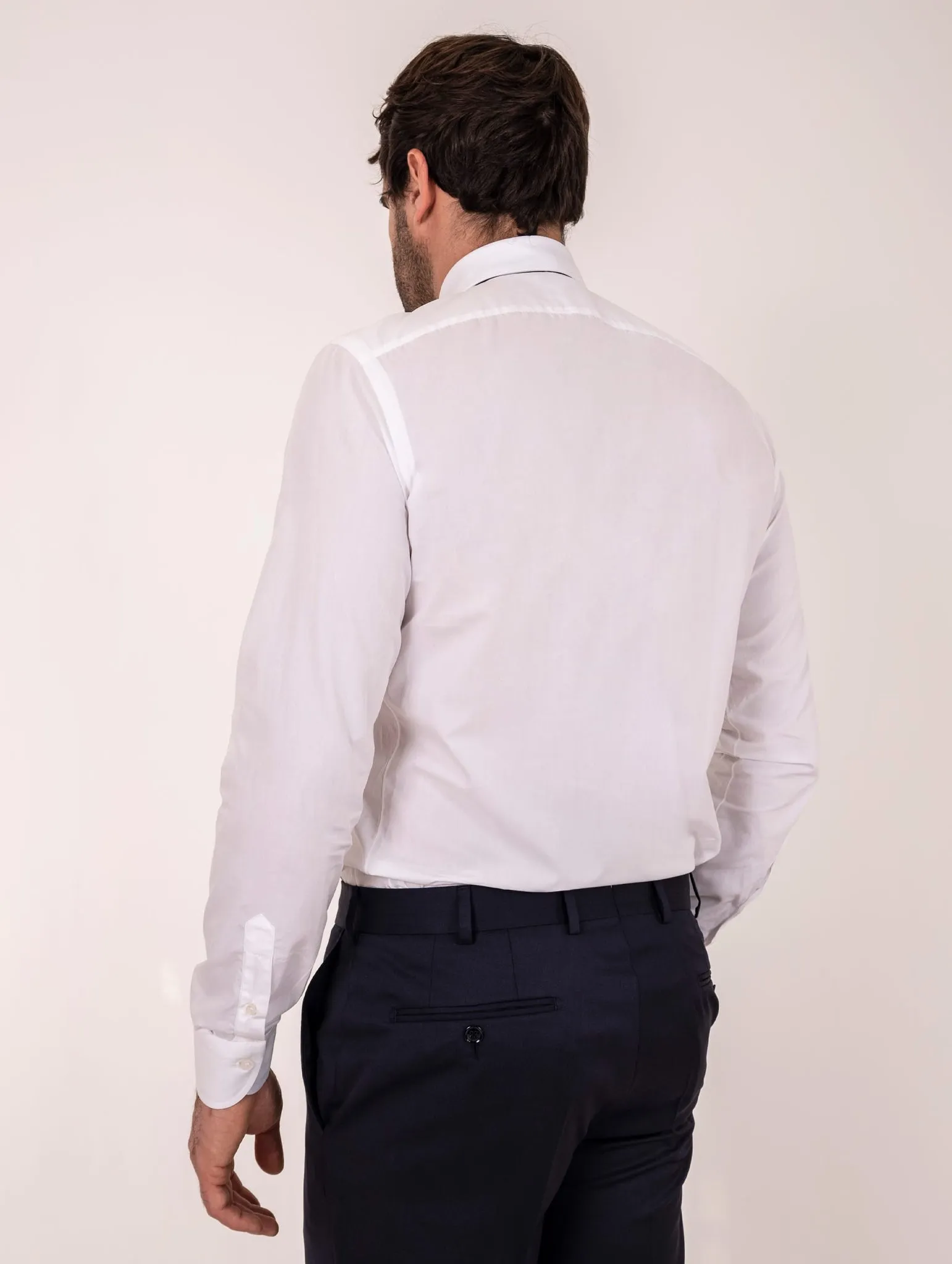 Camicia Borriello Napoli in Cotone Collo Italiano Bianco