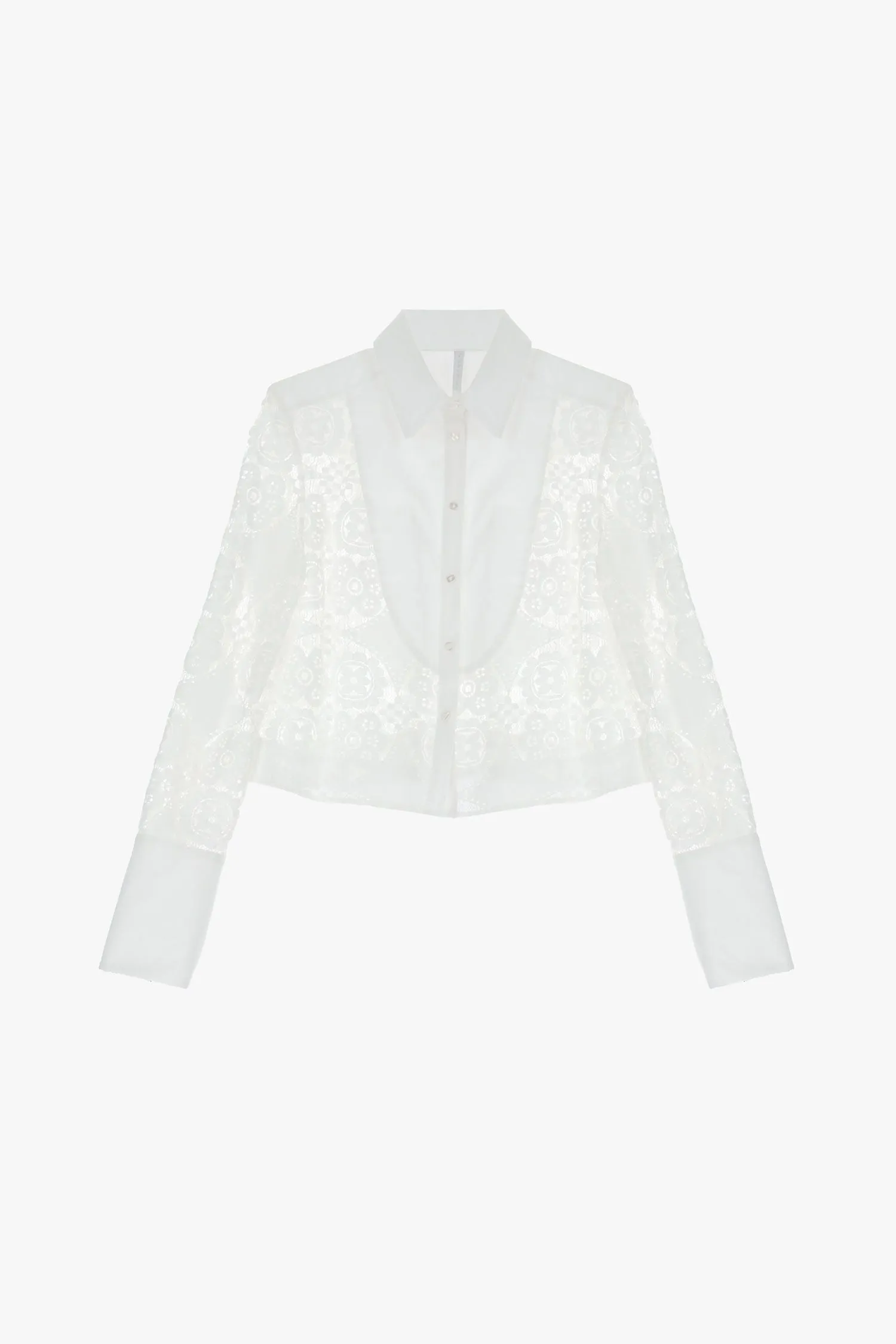 Camicia in pizzo fantasia floreale con colletto classico IMPERIAL.