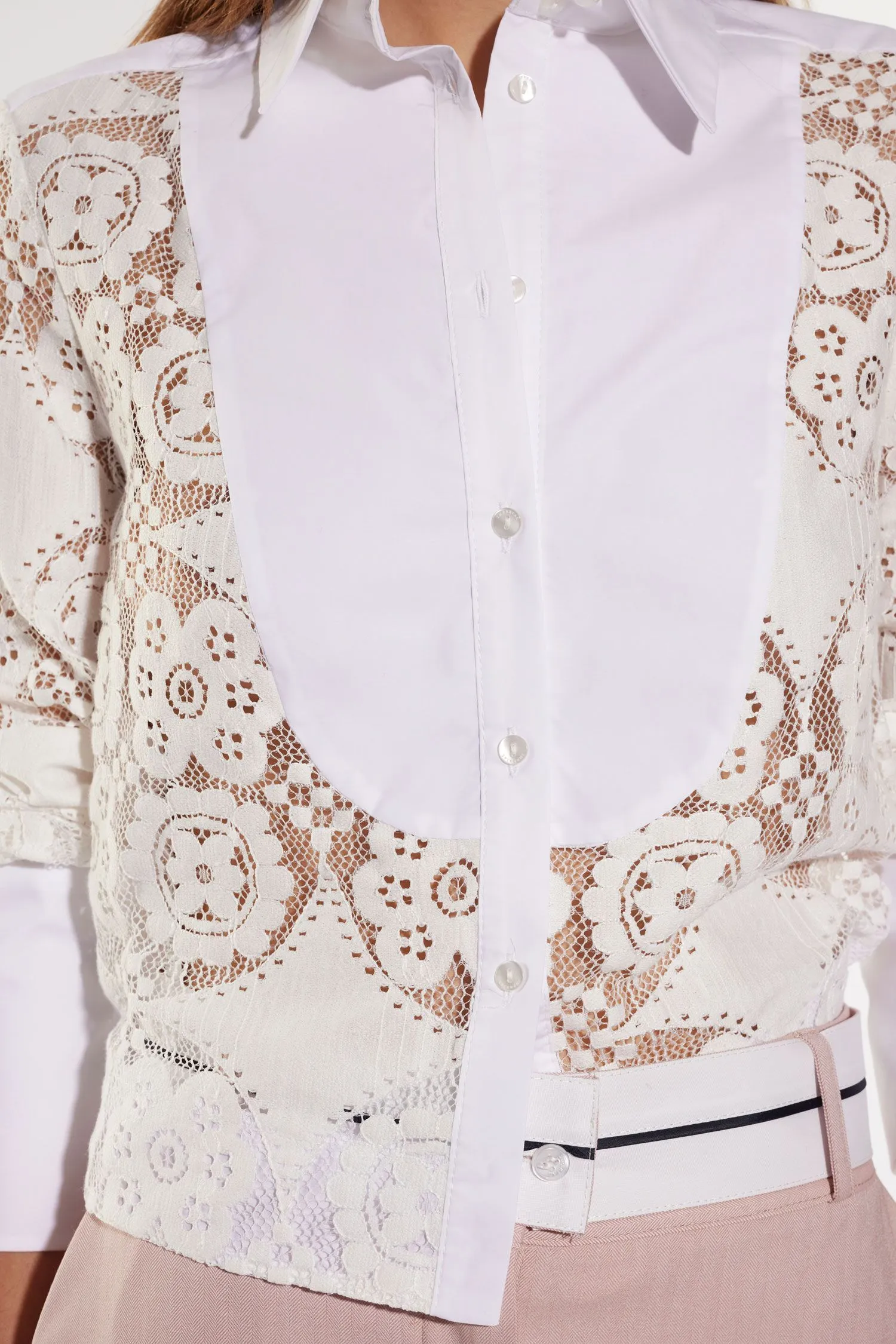 Camicia in pizzo fantasia floreale con colletto classico IMPERIAL.
