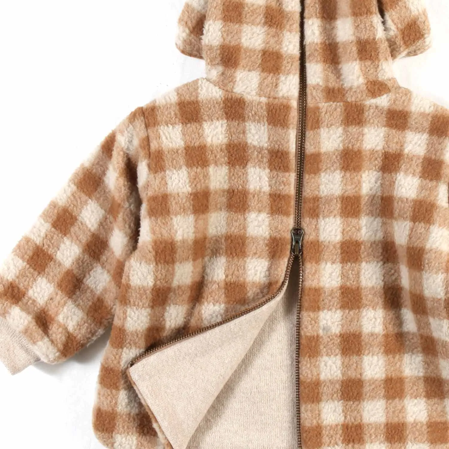 Cappottino Vichy Panna E Cammello Baby Unisex