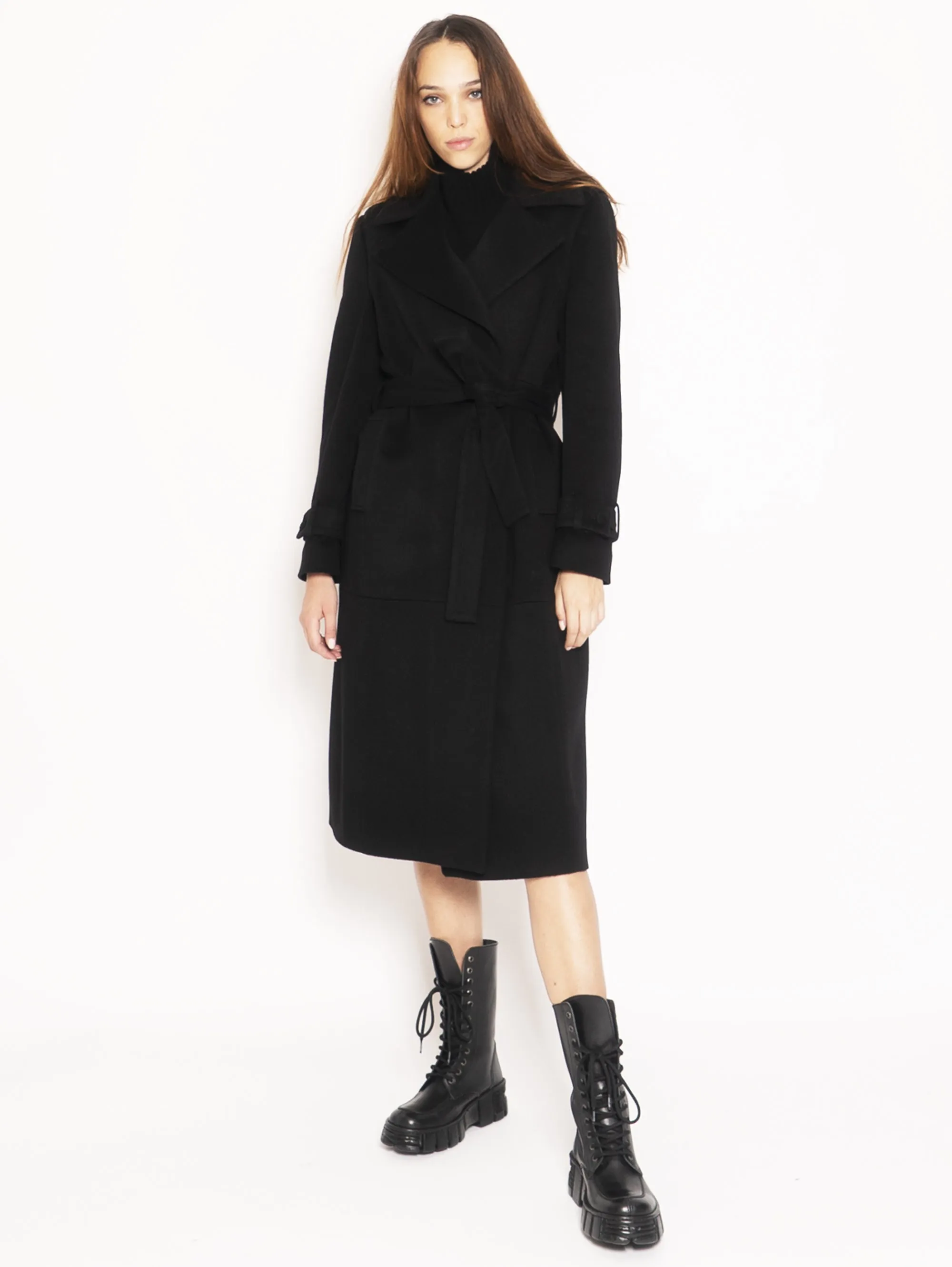 Cappotto con Cintura - Nero
