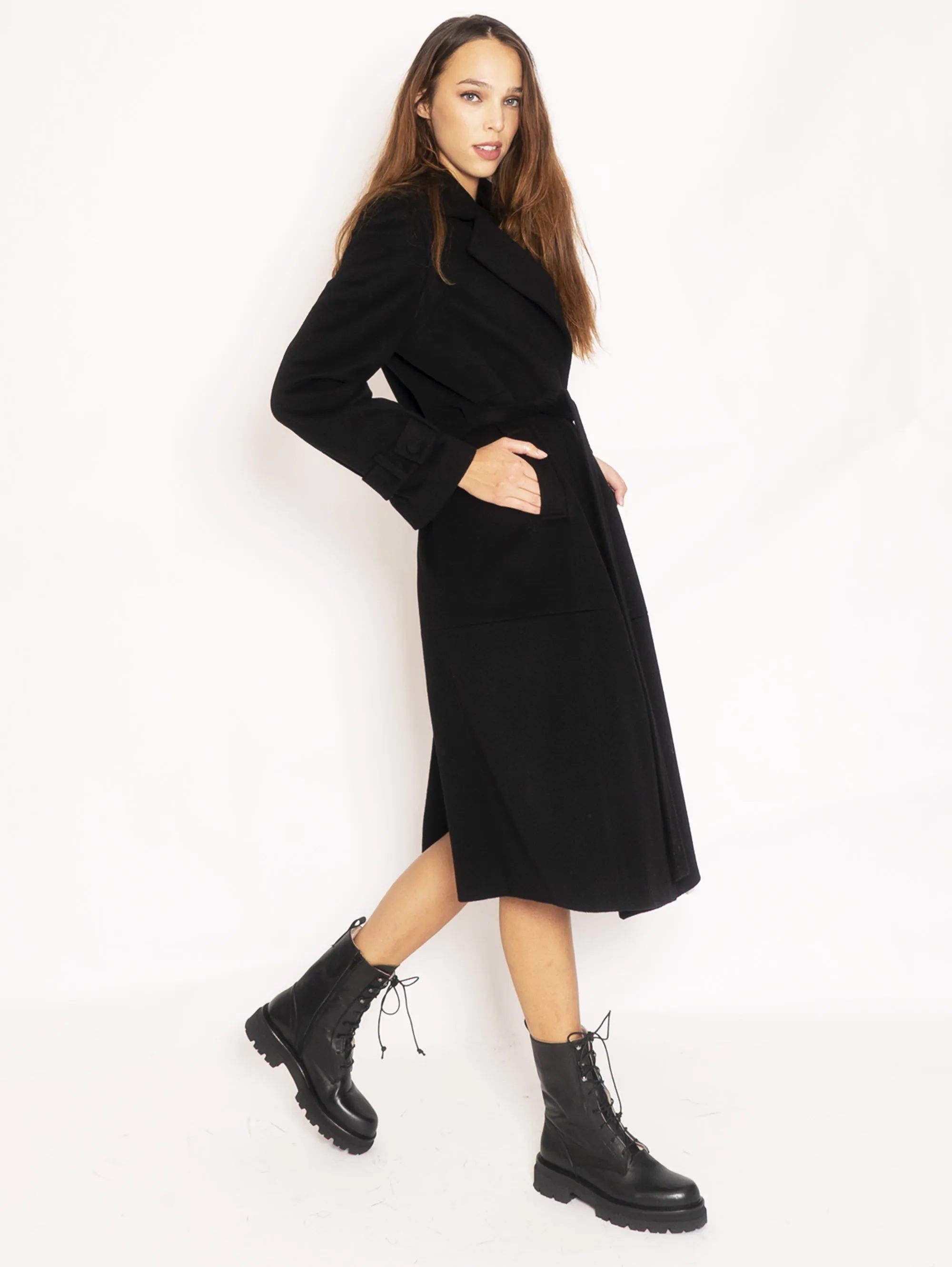 Cappotto con Cintura - Nero