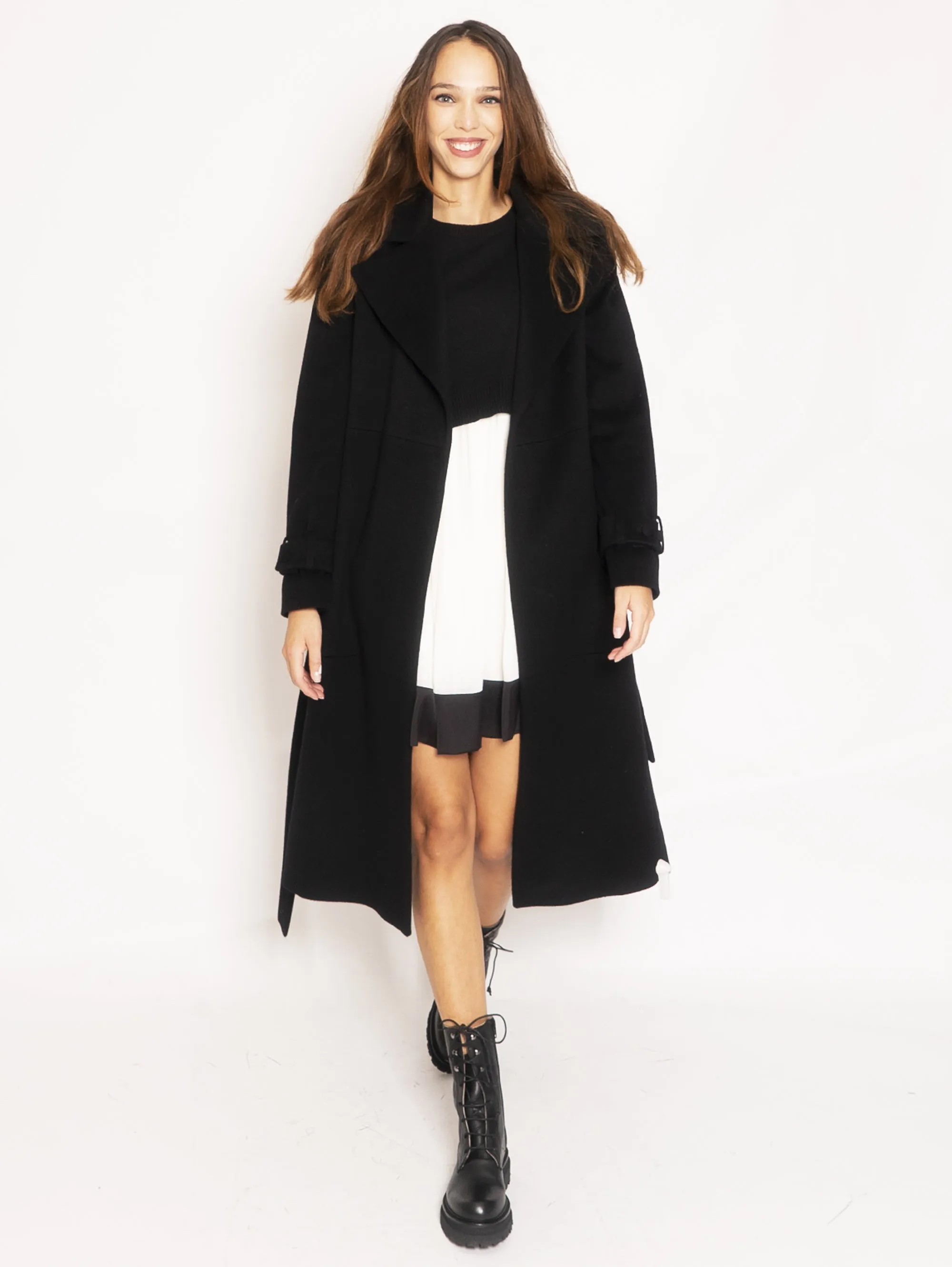 Cappotto con Cintura - Nero