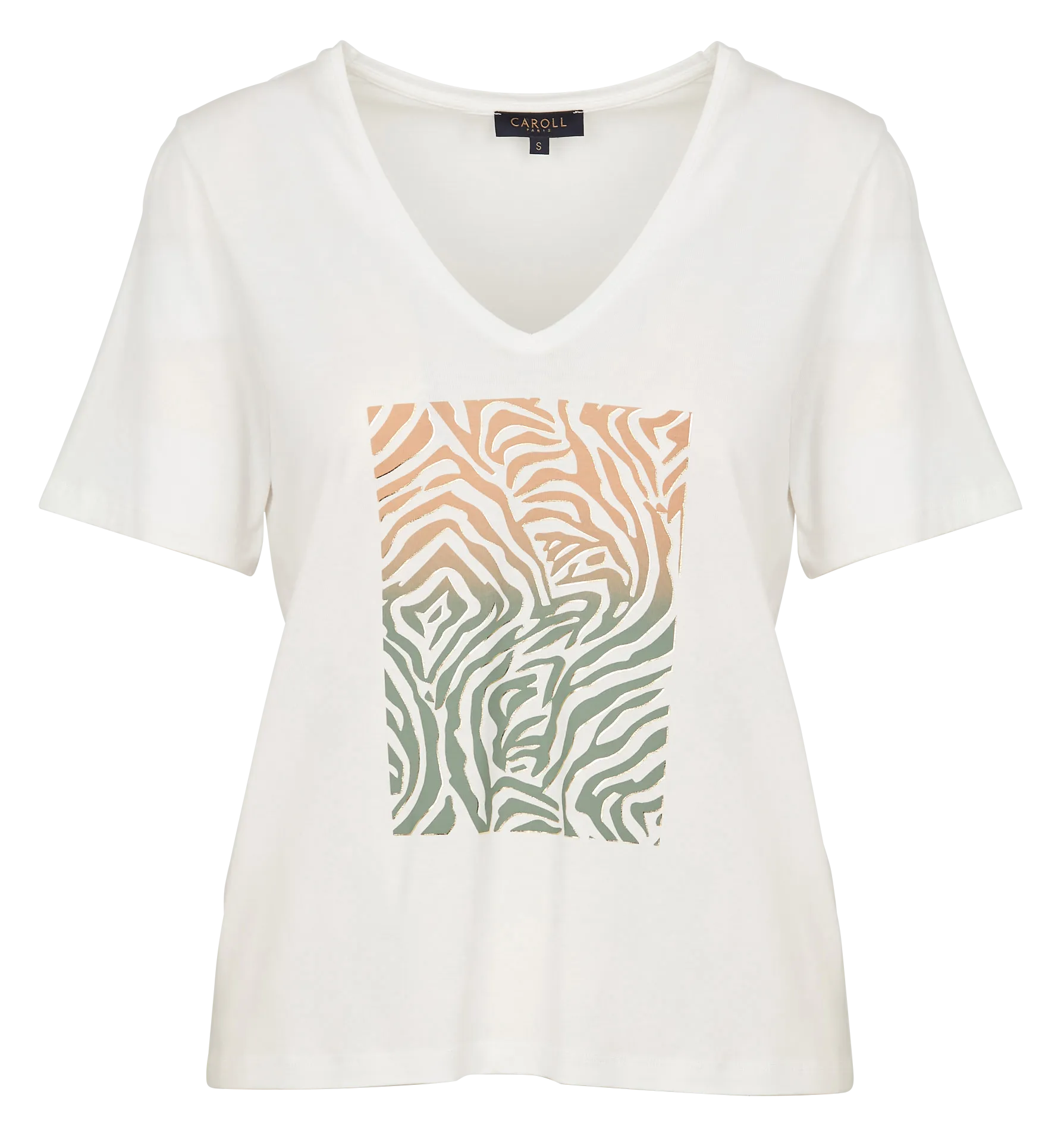  CAROLL   TLYDIA - T-shirt dritta scollo tondo in misto cotone | Beige