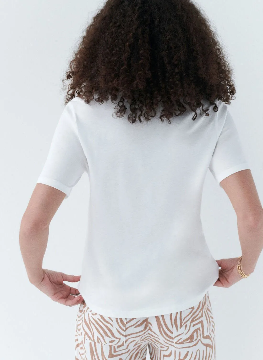  CAROLL   TLYDIA - T-shirt dritta scollo tondo in misto cotone | Beige