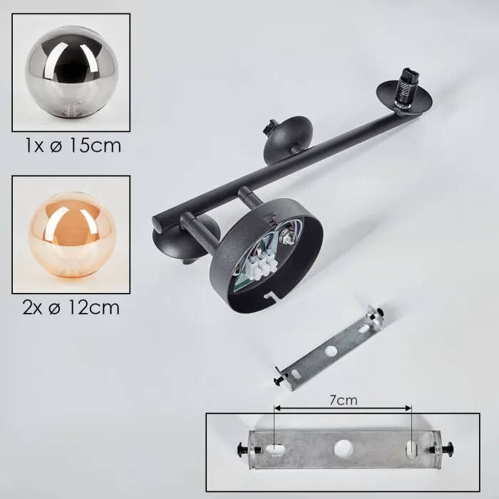 Chehalis Lampada a sfera, Applique Ambrato, Grigio fumo, 3-Luci