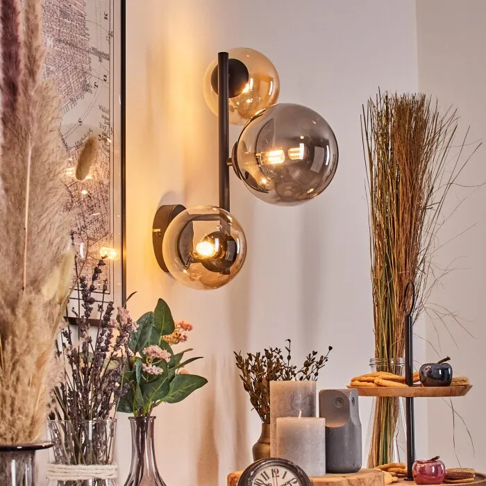 Chehalis Lampada a sfera, Applique Ambrato, Grigio fumo, 3-Luci