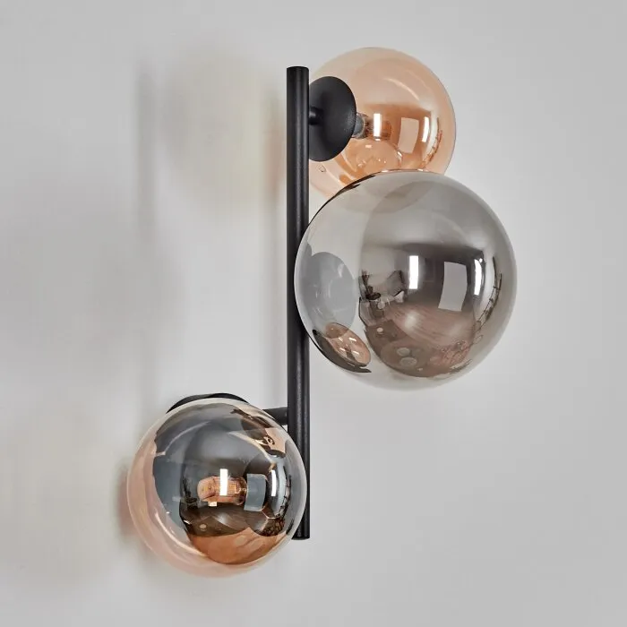 Chehalis Lampada a sfera, Applique Ambrato, Grigio fumo, 3-Luci